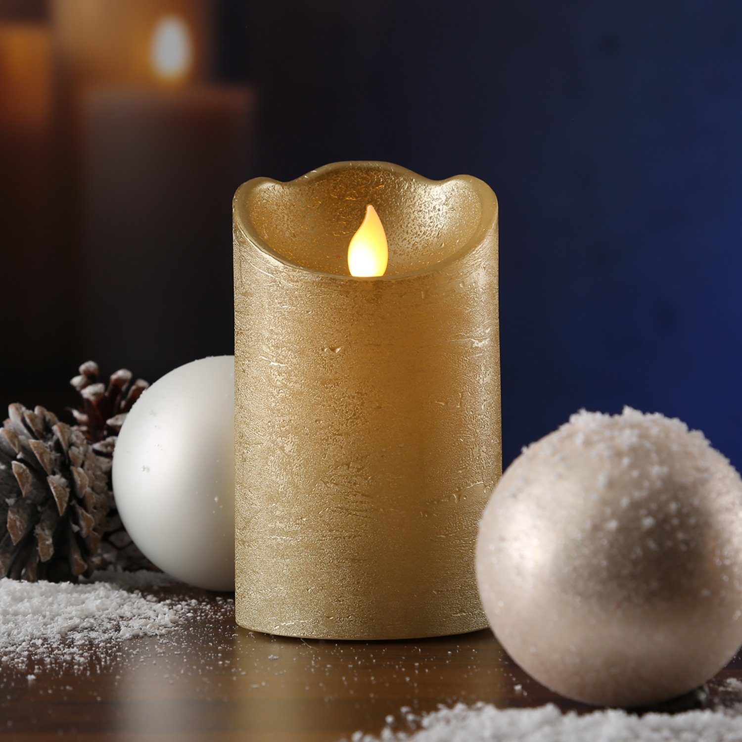 MARELIDA LED-Kerze mit beweglicher Flamme Echtwachs Rustik-Optik H: 12,5cm günstig online kaufen