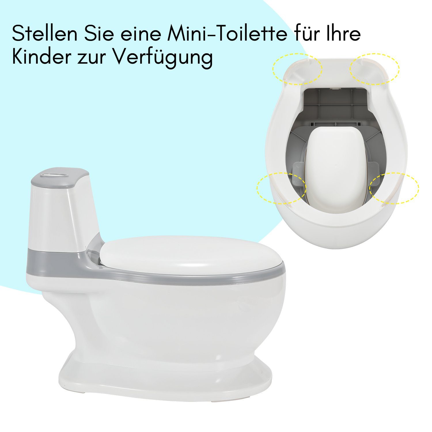 Clanmacy Toilettentrainer WC Potty weiß Toilettentrainer Kinderklo Lern Töpfchen mit Spülsound, Kindertoilette