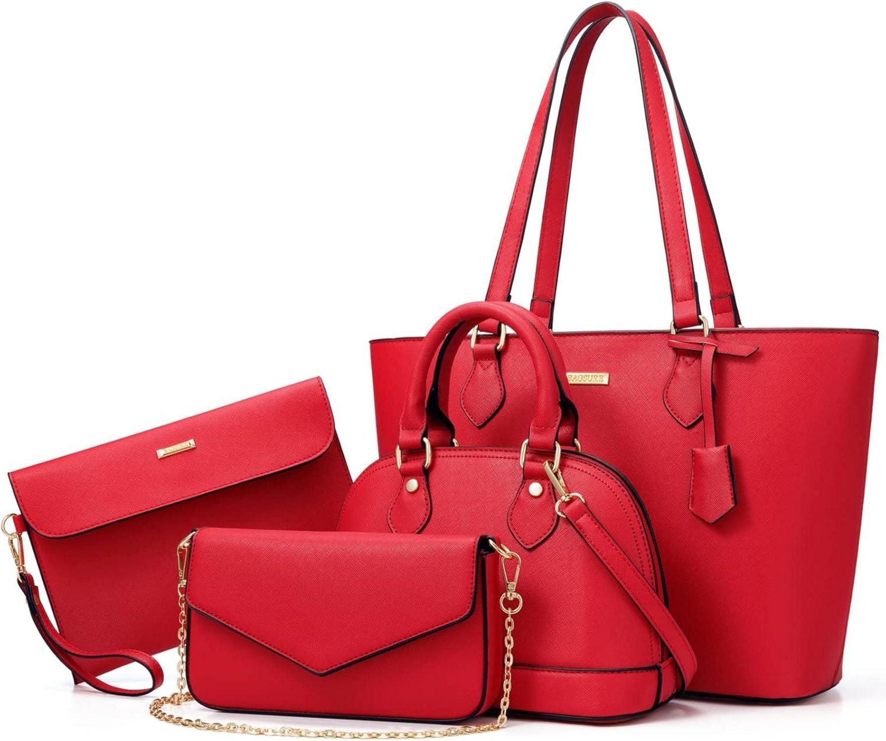Handtasche Handtasche Damen 4-teiliges Set Schultertasche Tragetasche Büro Reise