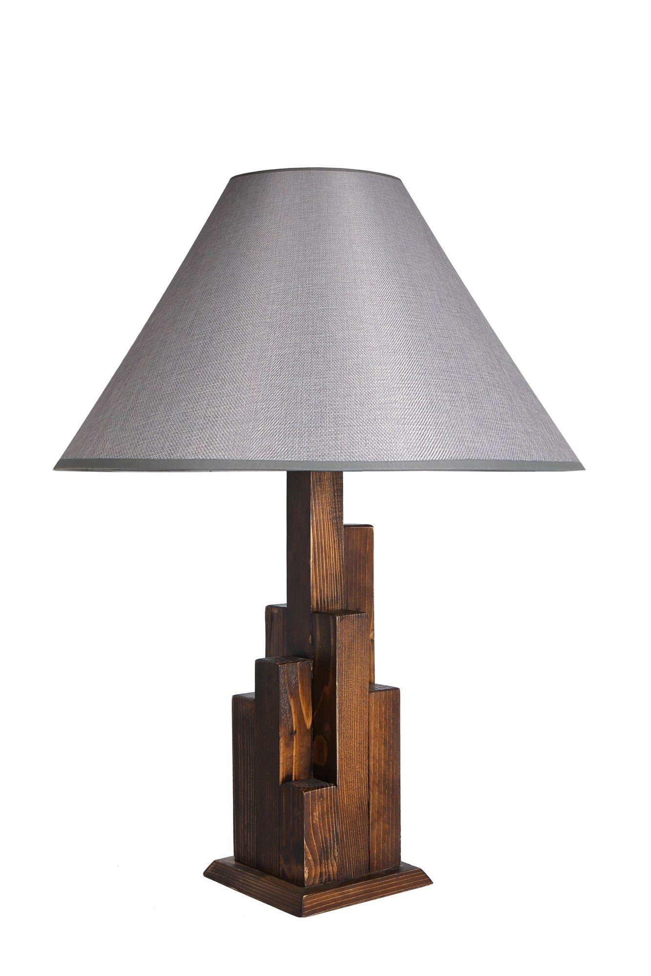 Opviq Schreibtischlampe Lun, Nussbaum,Grau, 14 x 14 cm