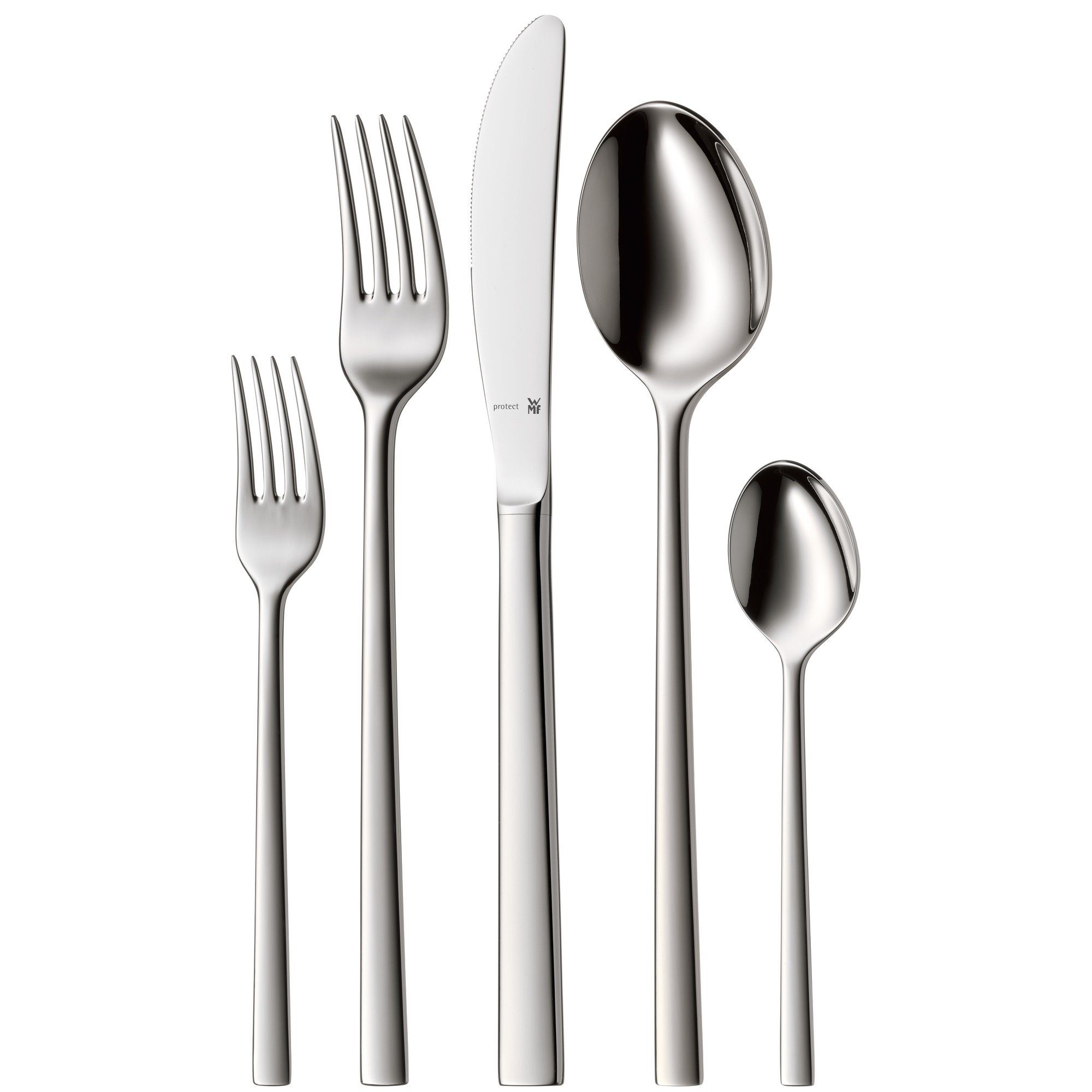 WMF Besteck-Set Sonic Besteck-Set, 30-teilig, Cromargan protect® (30-tlg), 6 Personen, Cromargan protect, Cromargan protect poliert, kratzbeständig, spülmaschinenfest