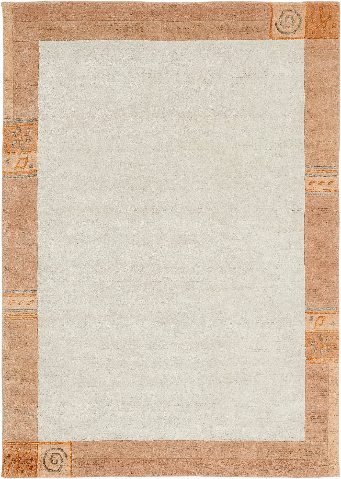 LUXOR living Wollteppich India, rechteckig, Höhe: 20 mm, reine Wolle, mit Bordüre, auch als Läufer, Wohnzimmer