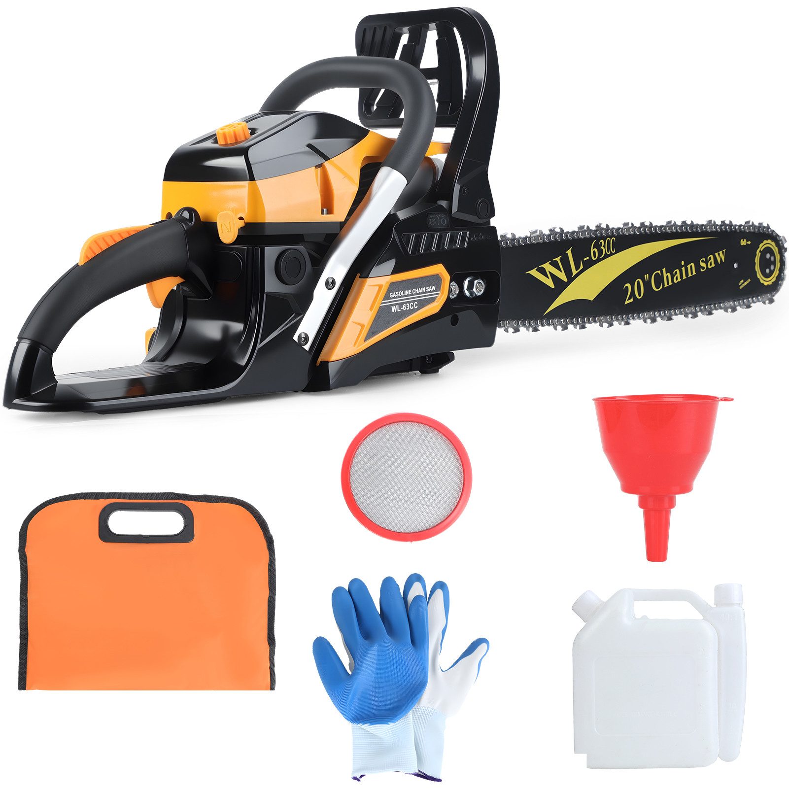 Rutaqian Benzin-Kettensäge 58cc Benzin-Kettensäge, 2200w, Maximaler Schnittdurchmesser 54cm, 1-tlg., 2-Takt Hand Benzin Kettensäge zum Schneiden von Holz