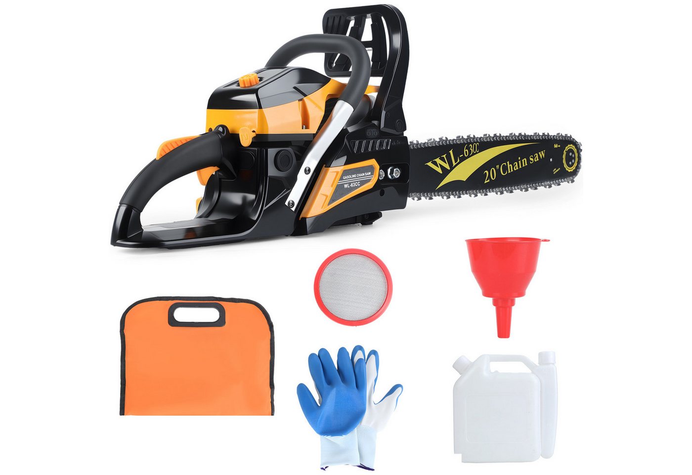Rutaqian Benzin-Kettensäge 58cc Benzin-Kettensäge, 2200w, Maximaler Schnittdurchmesser 54cm, 1-tlg., 2-Takt Hand Benzin Kettensäge zum Schneiden von Holz