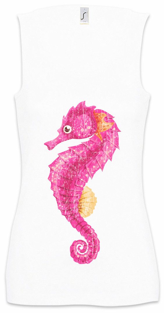 Urban Backwoods Tanktop Pink Seahorse Ärmelloses Damen T-Shirt Seepferdchen Tattoo Nautical Segeln Segler Kapitän Matrose