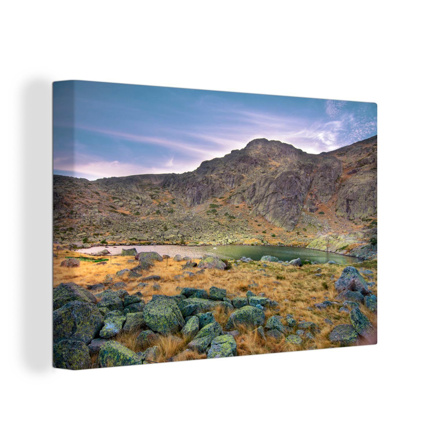 OneMillionCanvasses® Leinwandbild Sonnenuntergang im in Wandbild 30x20 Spanien, St), (1 cm de Wanddeko, Leinwandbilder, Sierra Nationalpark Guadarrama Aufhängefertig