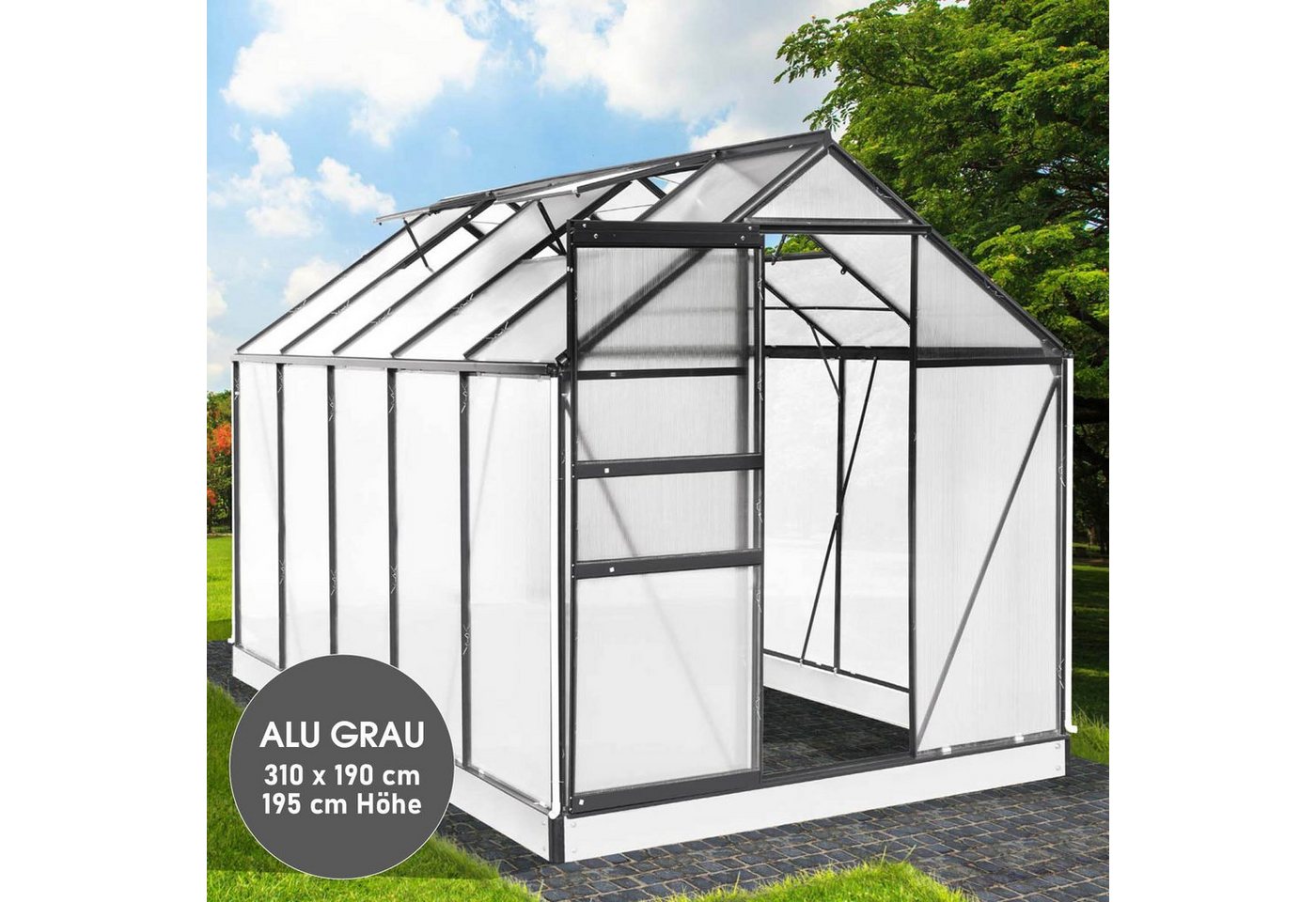 BRAST Gewächshaus ALU mit Fundament rostfrei 310x190x195cm TÜV geprüft, wetterfestes hochwertiges Aluminium grau | Rabatt: 56% BRAST Gewächshaus ALU mit Fundament rostfrei 310x190x195cm TÜV geprüft, wetterfestes hochwertiges Aluminium grau | Rabatt: 56%