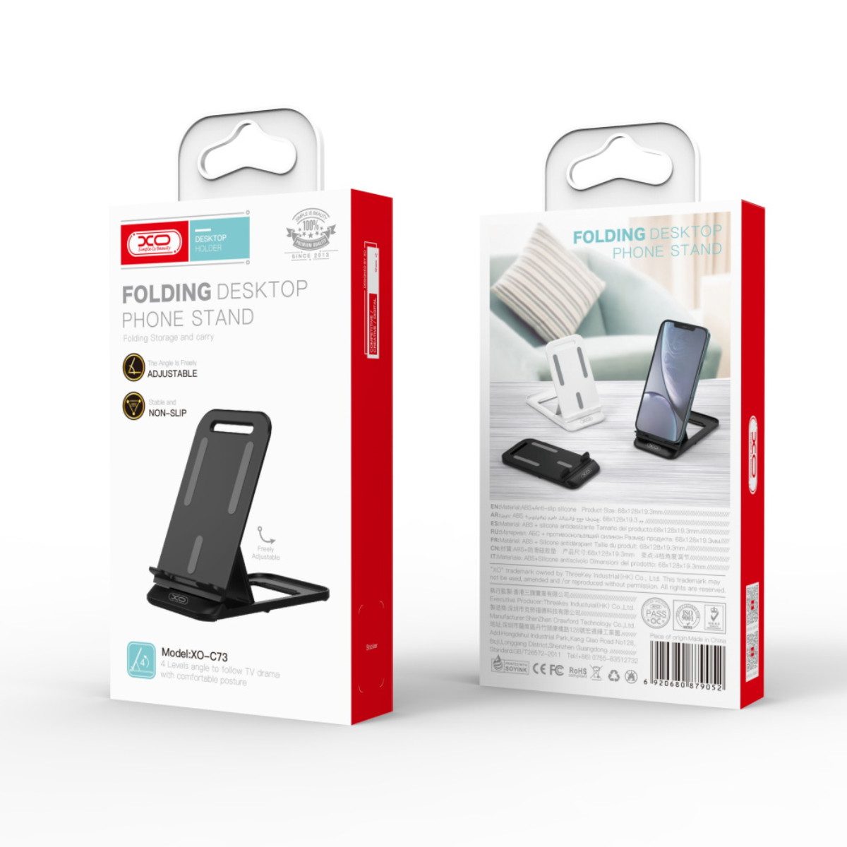 XO Smartphone-Halterung C73, (bis 7 Zoll, 1-teilig, Faltbarer Tischständer mit Anti Rutsch Basis und verstellbarem Winkel)