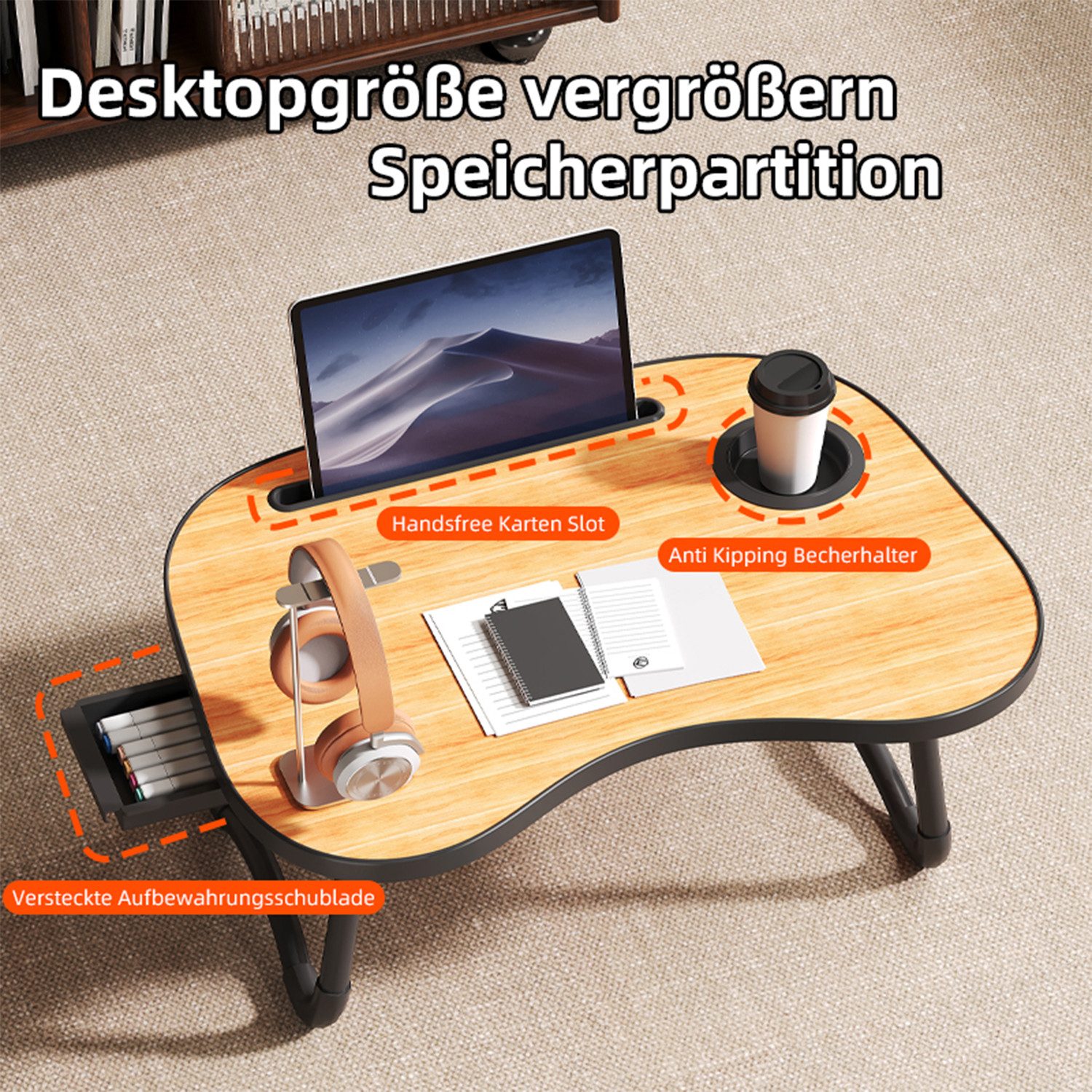 GLP Laptoptisch Tisch Laptop Bett Laptopständer Tablett 48 x 35cm
