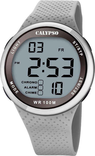 CALYPSO WATCHES Digitaluhr »UK5785/1 Calypso Herren Jugend Uhr Digital«, (Digitaluhr), Herren, Jugend Armbanduhr rund, Kunststoffarmband grau, Sport