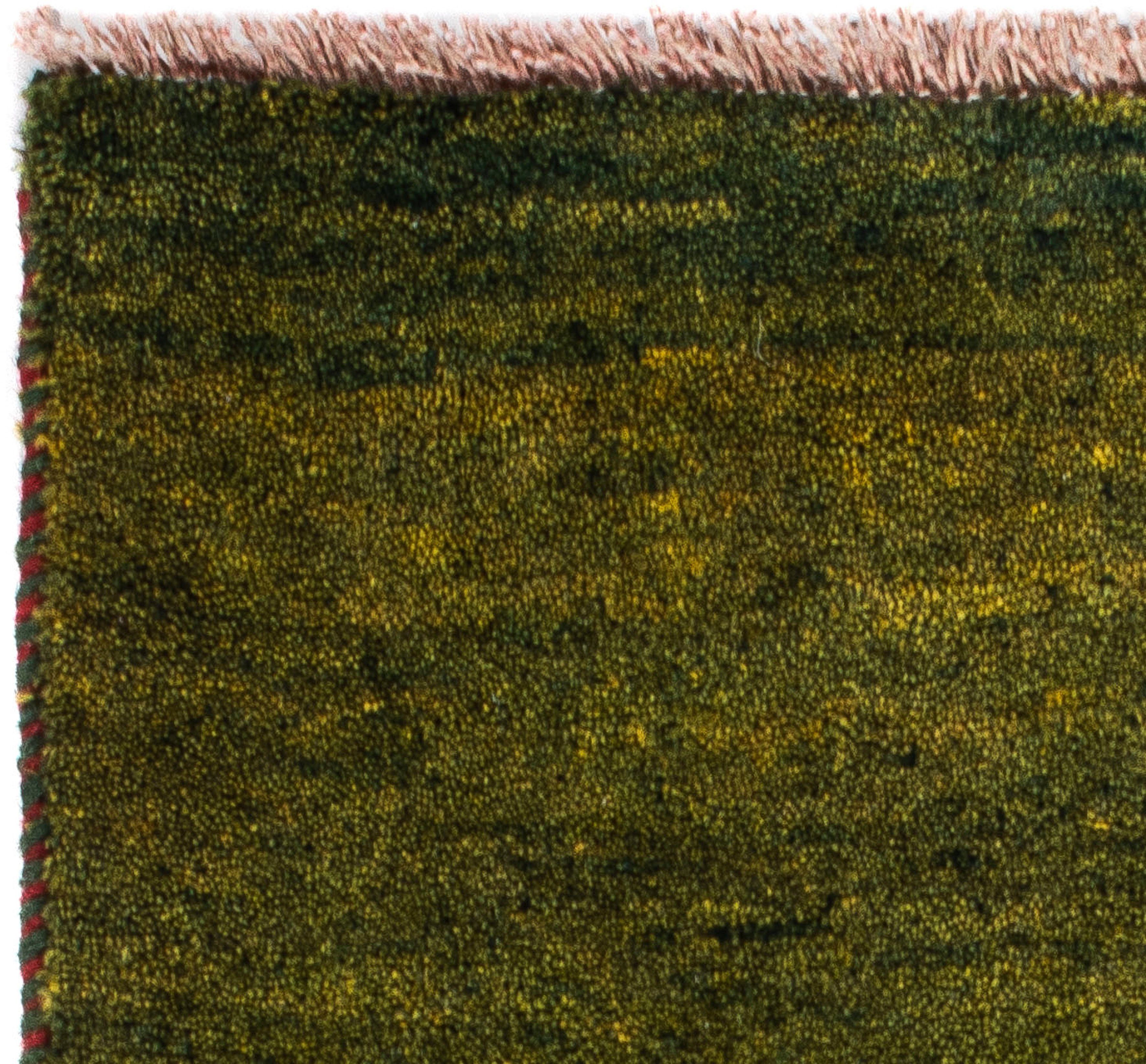 Handgeknüpft, grün, - 60 mm, - Wohnzimmer, - Gabbeh mit Wollteppich 18 Einzelstück morgenland, Perser x 90 Höhe: Zertifikat rechteckig, cm