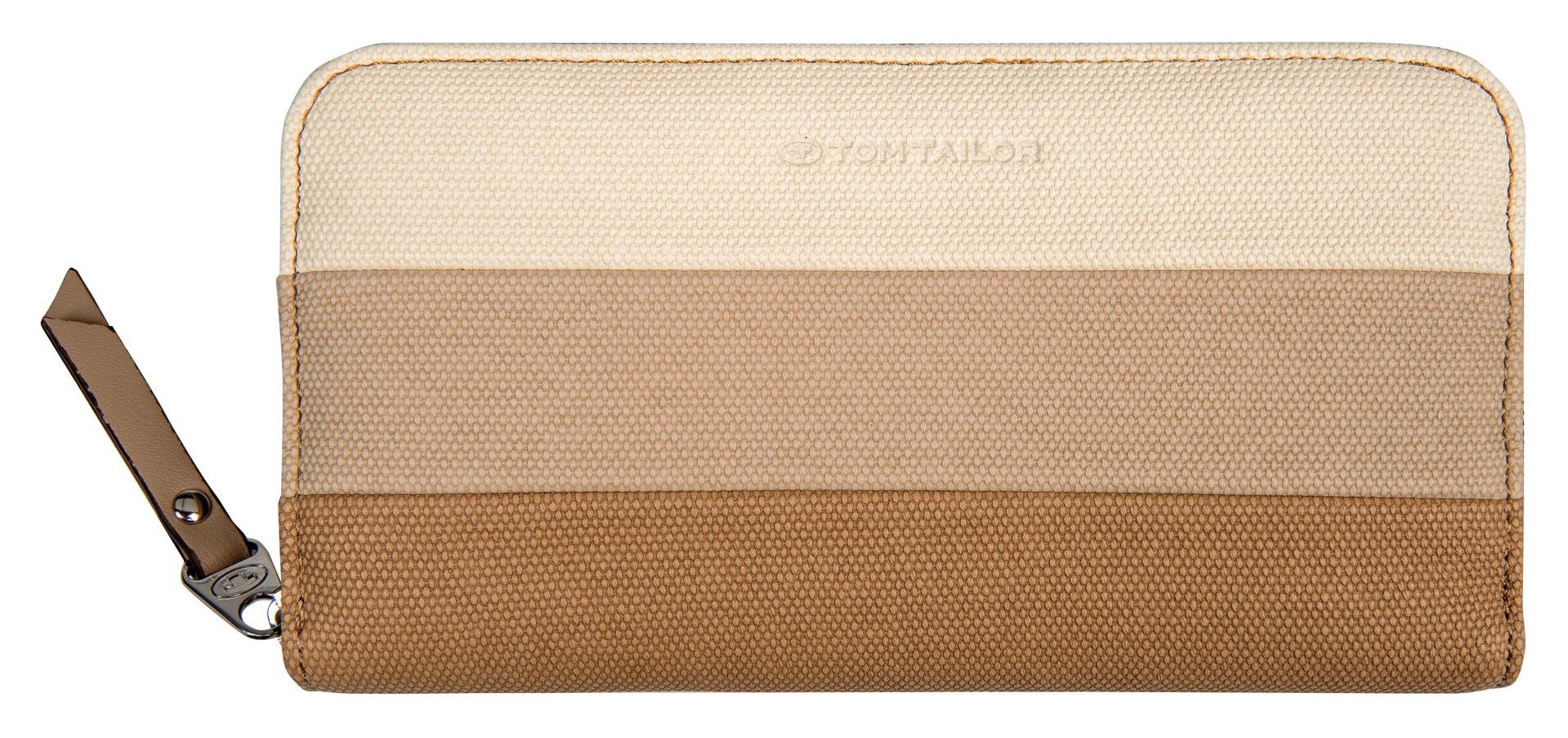 TOM TAILOR Geldbörse ELLEN SPECIAL WALLETS Long zip wallet, mit modischem Streifenmuster taupe