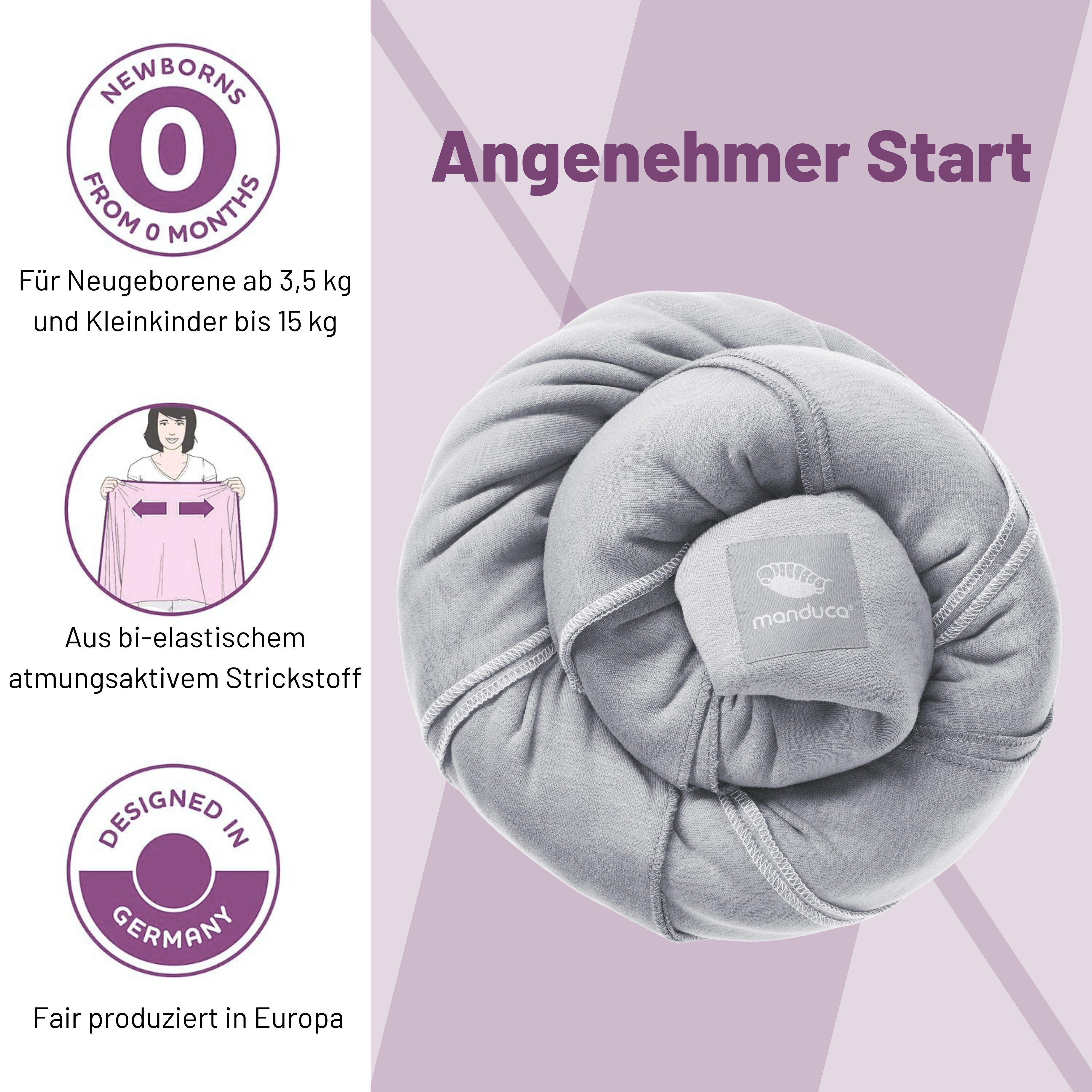 manduca Babytrage manduca Sling - Babytragetuch - Elastische Babytrage, Unterstützt die natürliche M-Position beim Baby.
