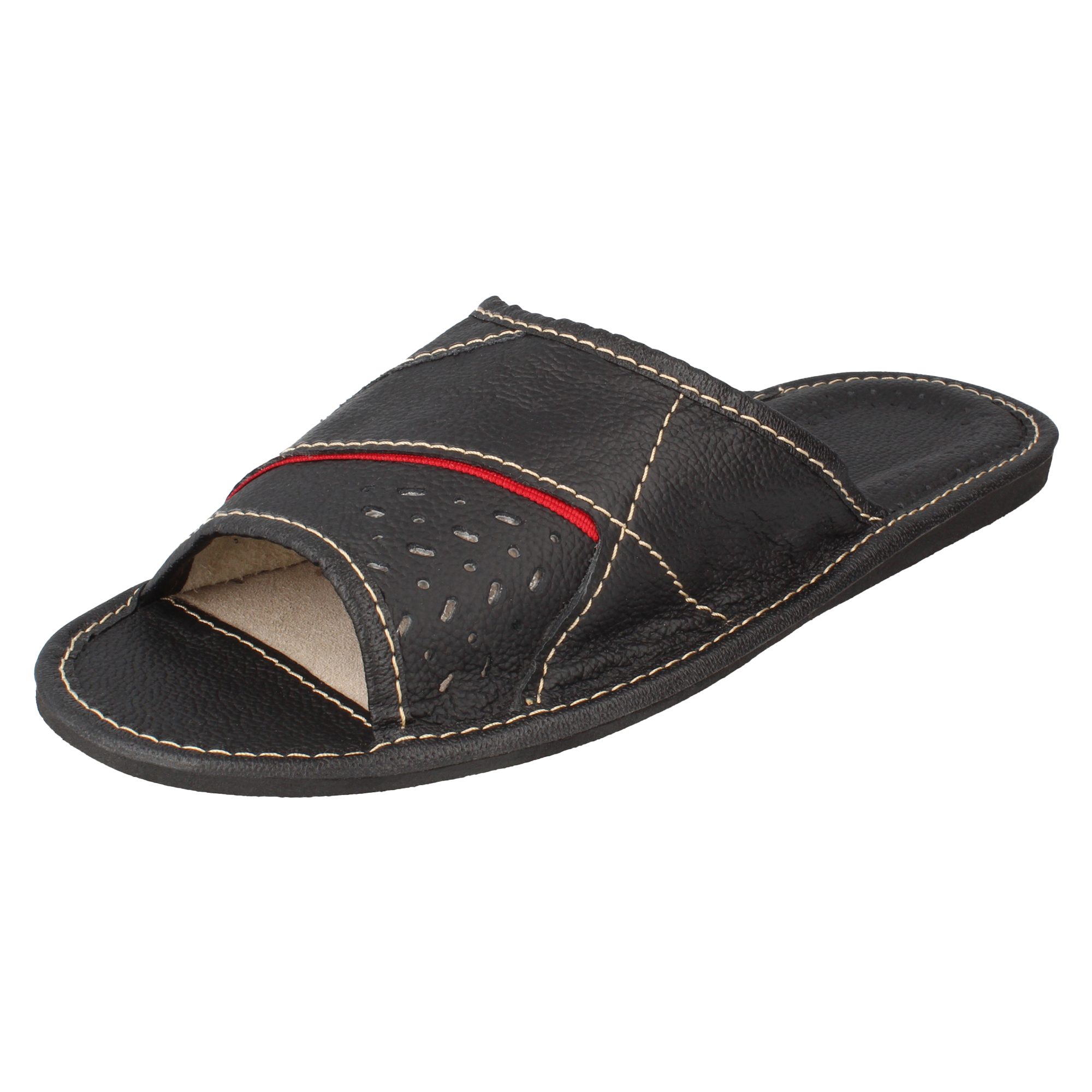 filsko Levice Herren Hausschuh Open-Toe, Slip-On, offene Hausschuhe, Pantoletten, Leder Hausschuhe