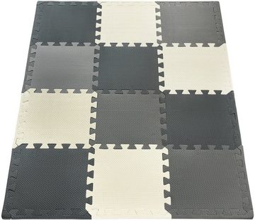 Moby-System Spielmatte Schaumstoffpuzzle 12-tlg., 120 x 90 x 1,2 cm mit Rand, Grau