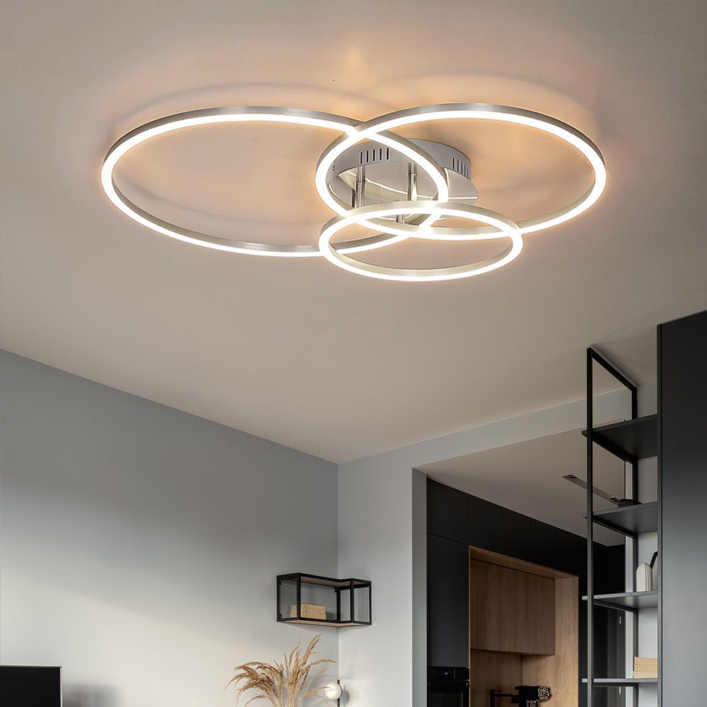 Wohnzimmer, Warmweiß, LED-Leuchtmittel Designleuchte Deckenleuchte, 3 Deckenlampe Ringlampe LED fest Deckenleuchte etc-shop verbaut,