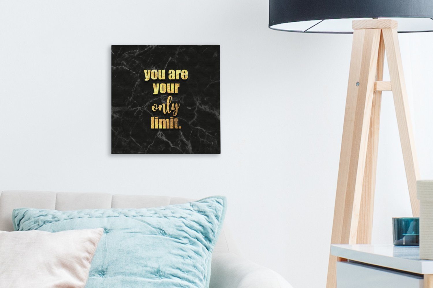 (1 St), Gold Leinwandbild für Bilder Wohnzimmer Motivation Zitate - Leinwand - - Schwarz, Schlafzimmer OneMillionCanvasses®