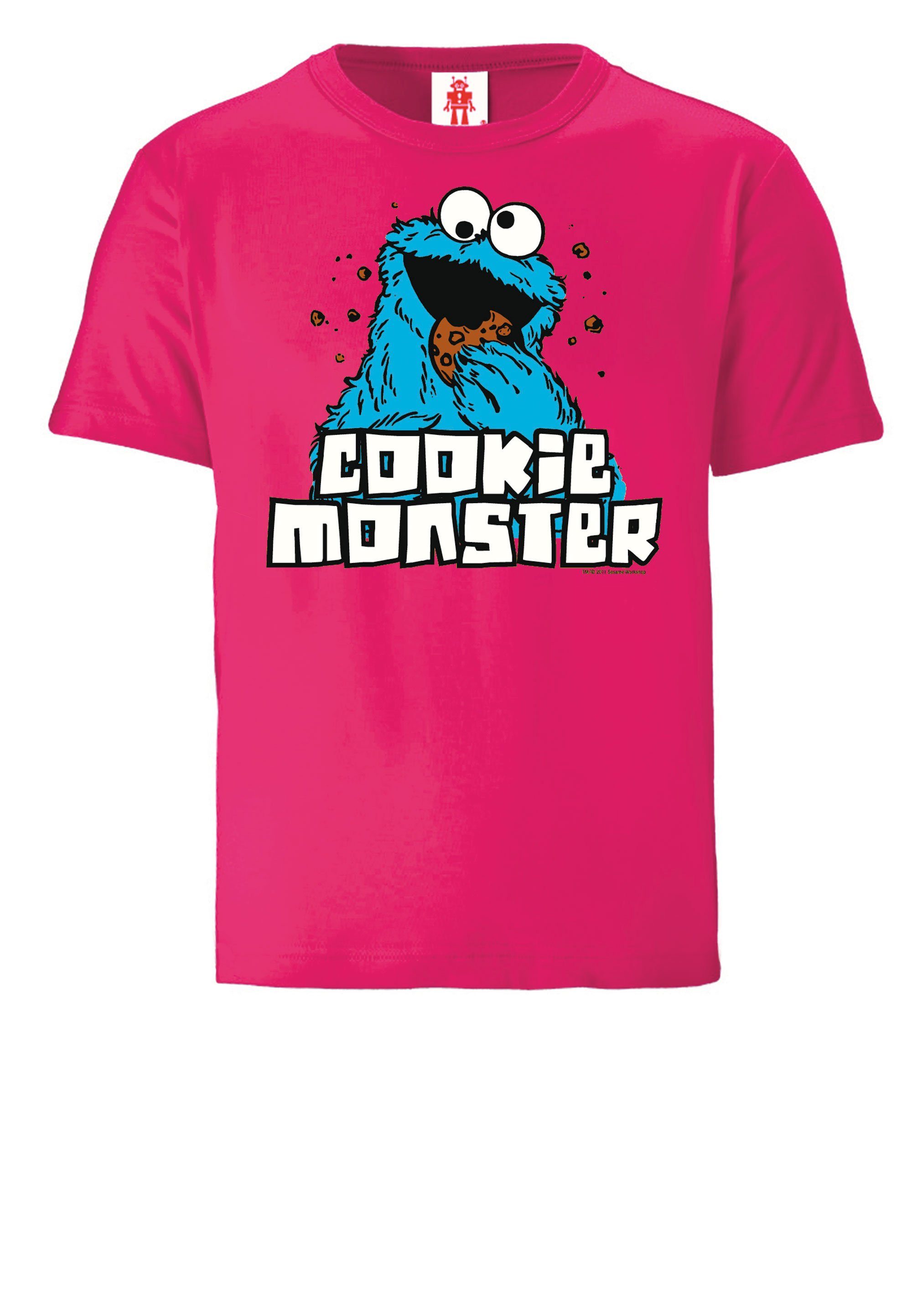 LOGOSHIRT T-Shirt - coolem rosa mit Sesamstraße Frontprint Krümelmonster