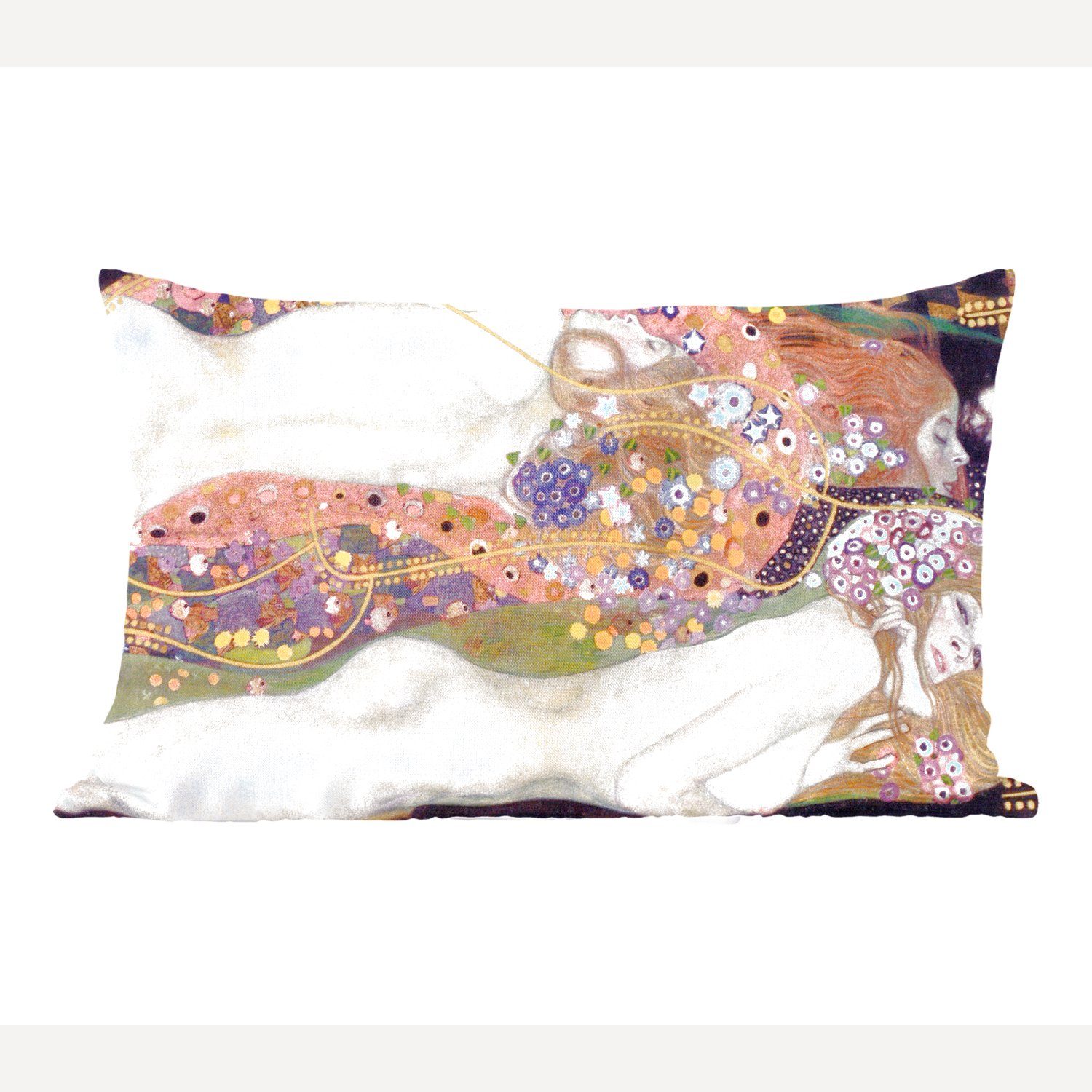 MuchoWow Dekokissen Wasserschlangen II - Gustav Klimt, Wohzimmer Dekoration, Zierkissen, Dekokissen mit Füllung, Schlafzimmer