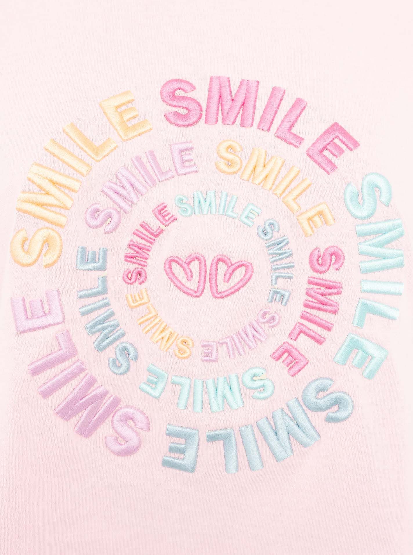 Zwillingsherz T-Shirt "Smile" Farbenfrohe runde Stickerei, Rundhals, kurzarm