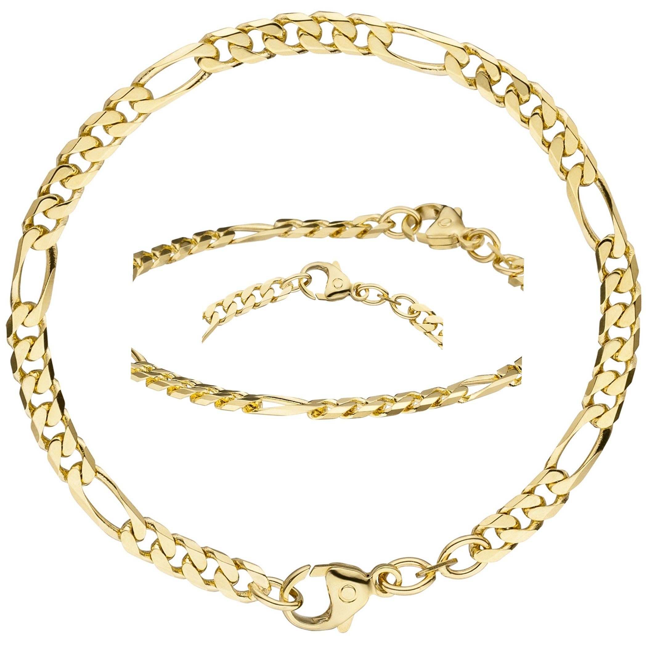 Erario D'Or Goldarmband Figaroarmband 14 Karat Gelbgold 21 cm