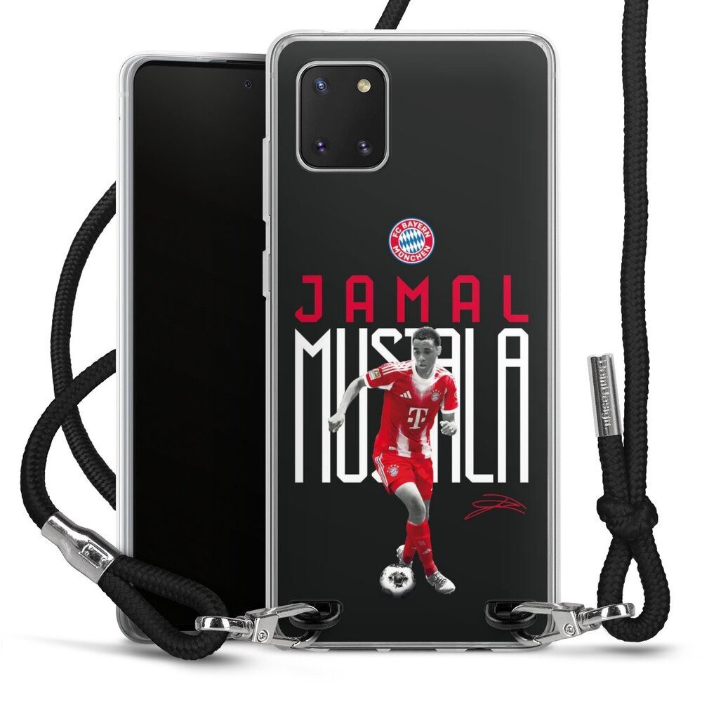 DeinDesign Handyhülle FC Bayern München Jamal Musiala Offizielles Lizenzprodukt, Samsung Galaxy Note 10 lite Handykette Hülle mit Band Cover mit Kette