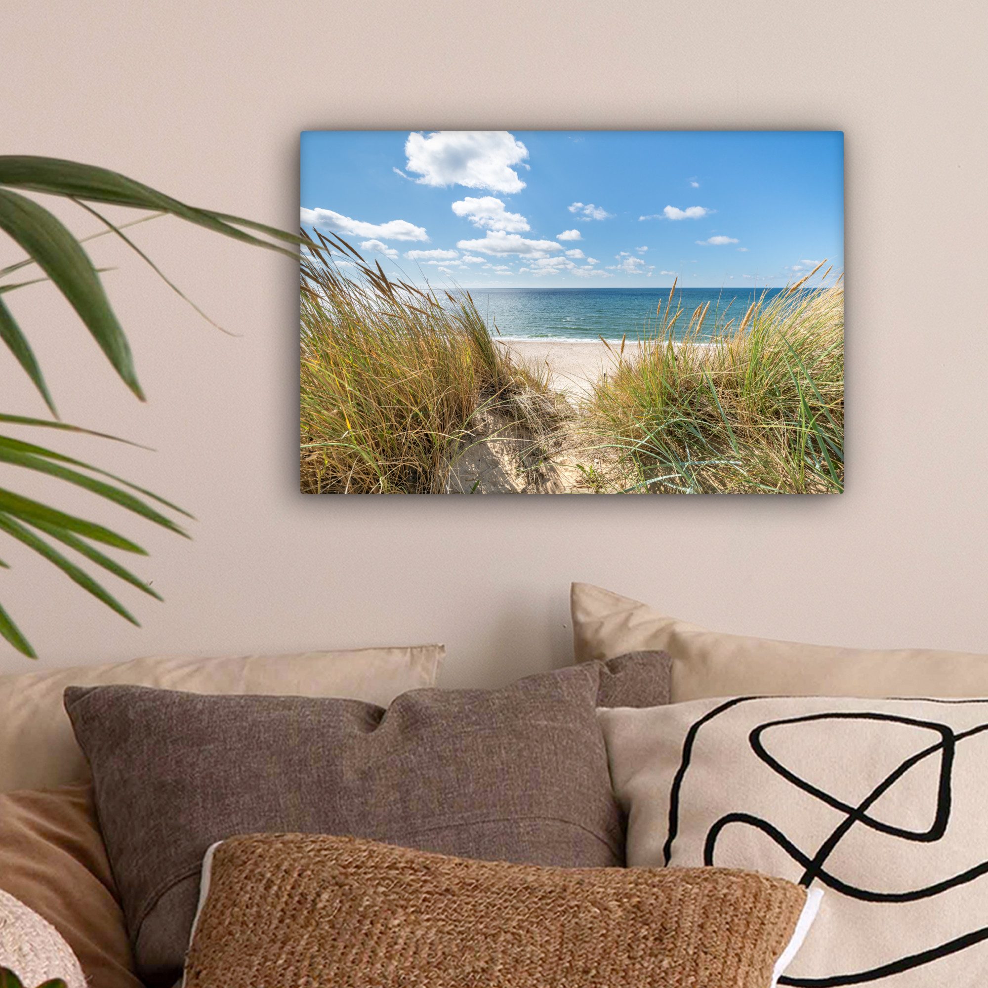 OneMillionCanvasses® Leinwandbild Düne - Gras - Meer - Strand, Fotodruck (1 günstig online kaufen