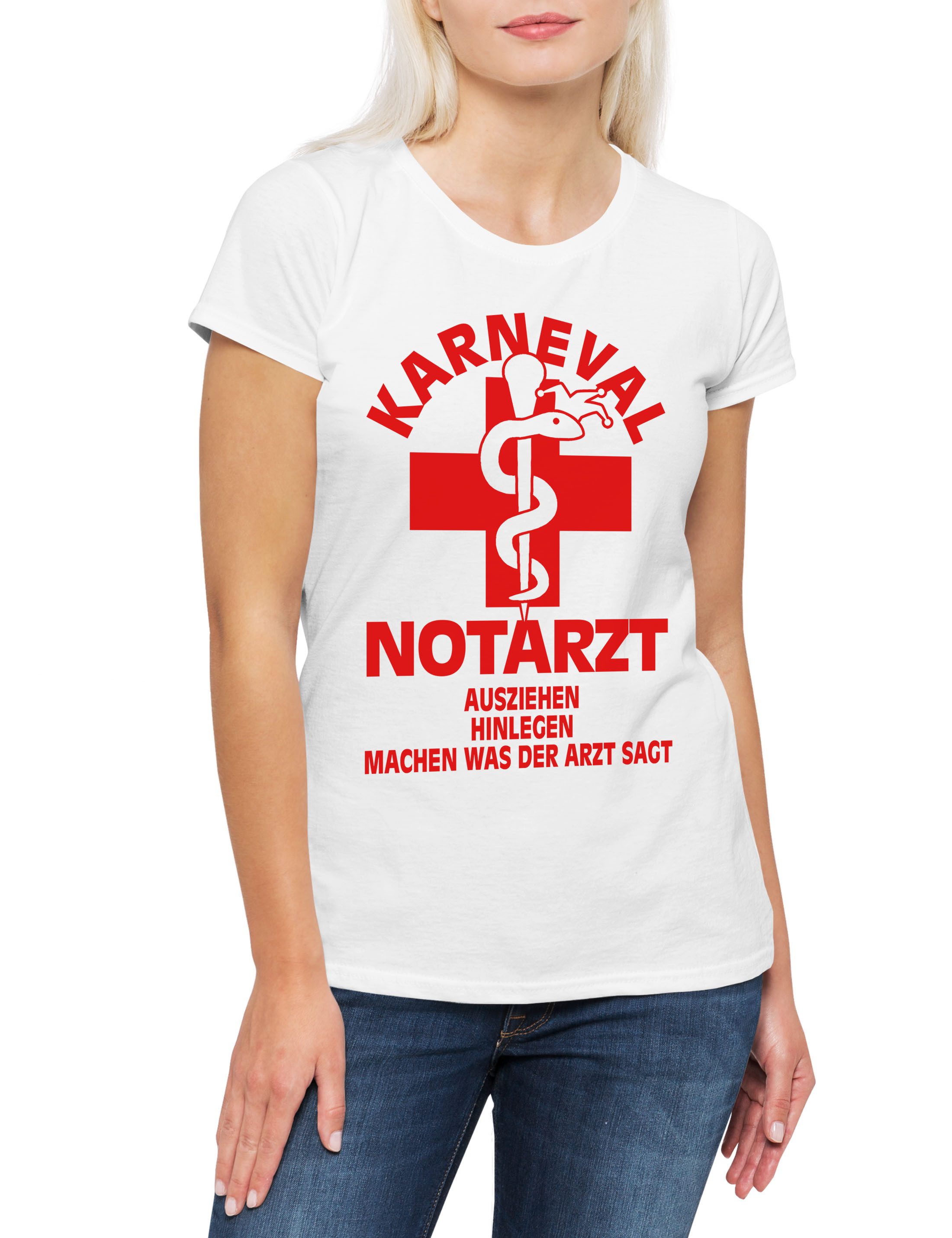 Print-Shirt Karneval Notarzt Damen T-Shirt Arzt Kostüm Fasching Karneval