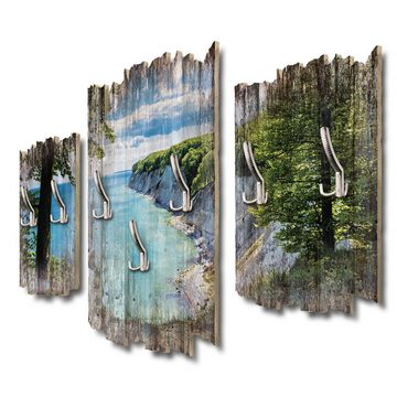 Kreative Feder Wandgarderobe Kreidefelsenküste, Dreiteilige Wandgarderobe aus Holz