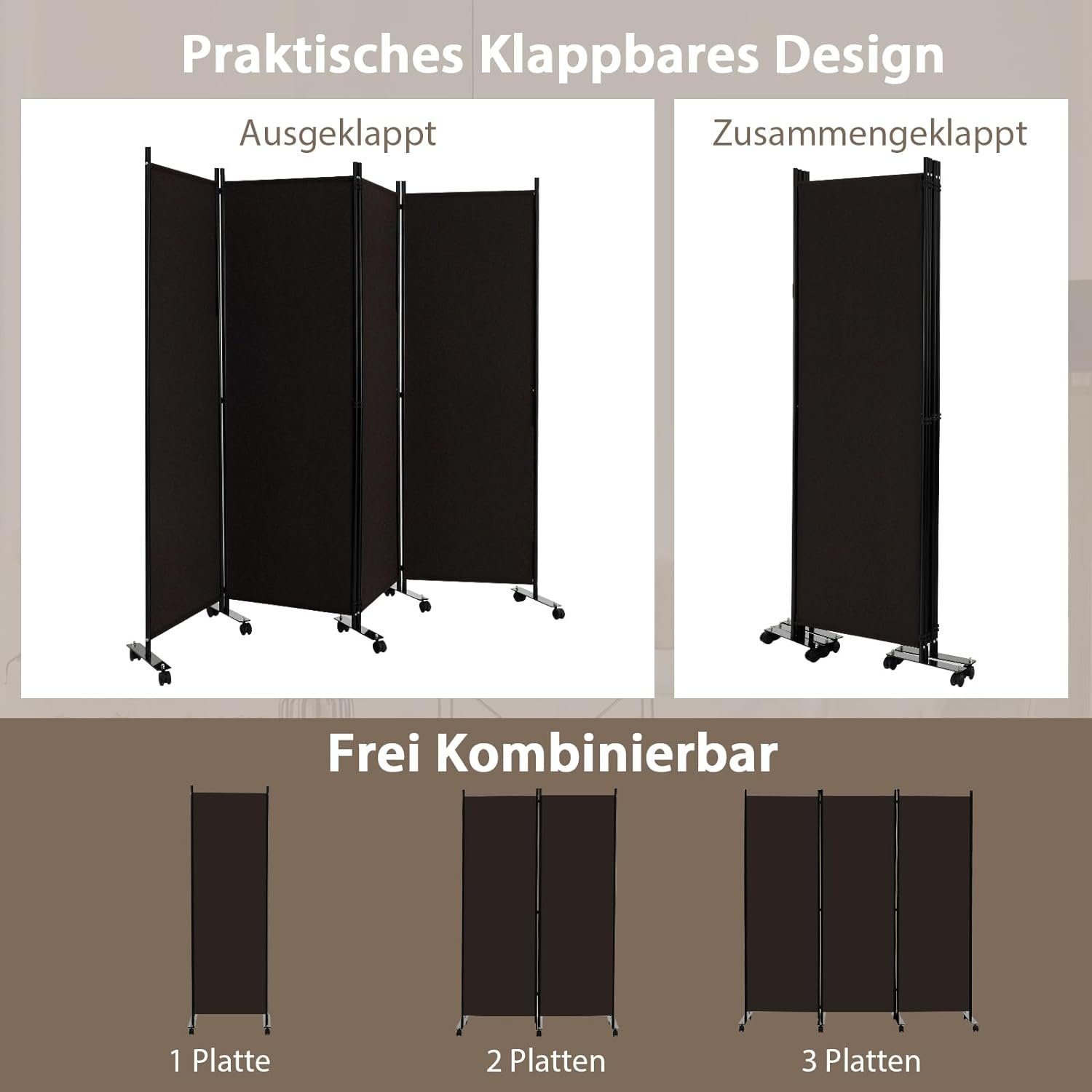KOMFOTTEU Raumteiler Paravent, 225 x 173 günstig online kaufen