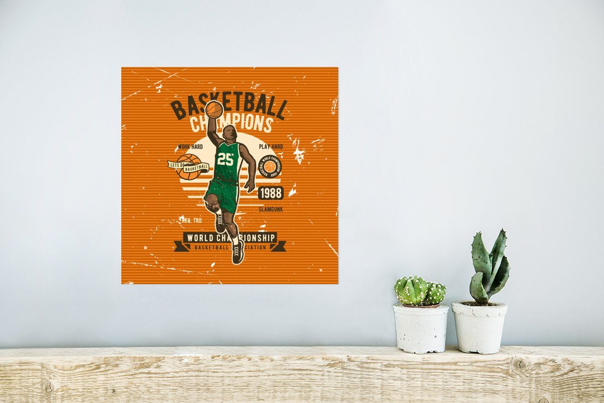 MuchoWow Poster - Poster, Männer - Vintage, Basketball St), (1 Rahmen Wohnzimmer, Ohne - Wandposter Mancave Wandbild, für