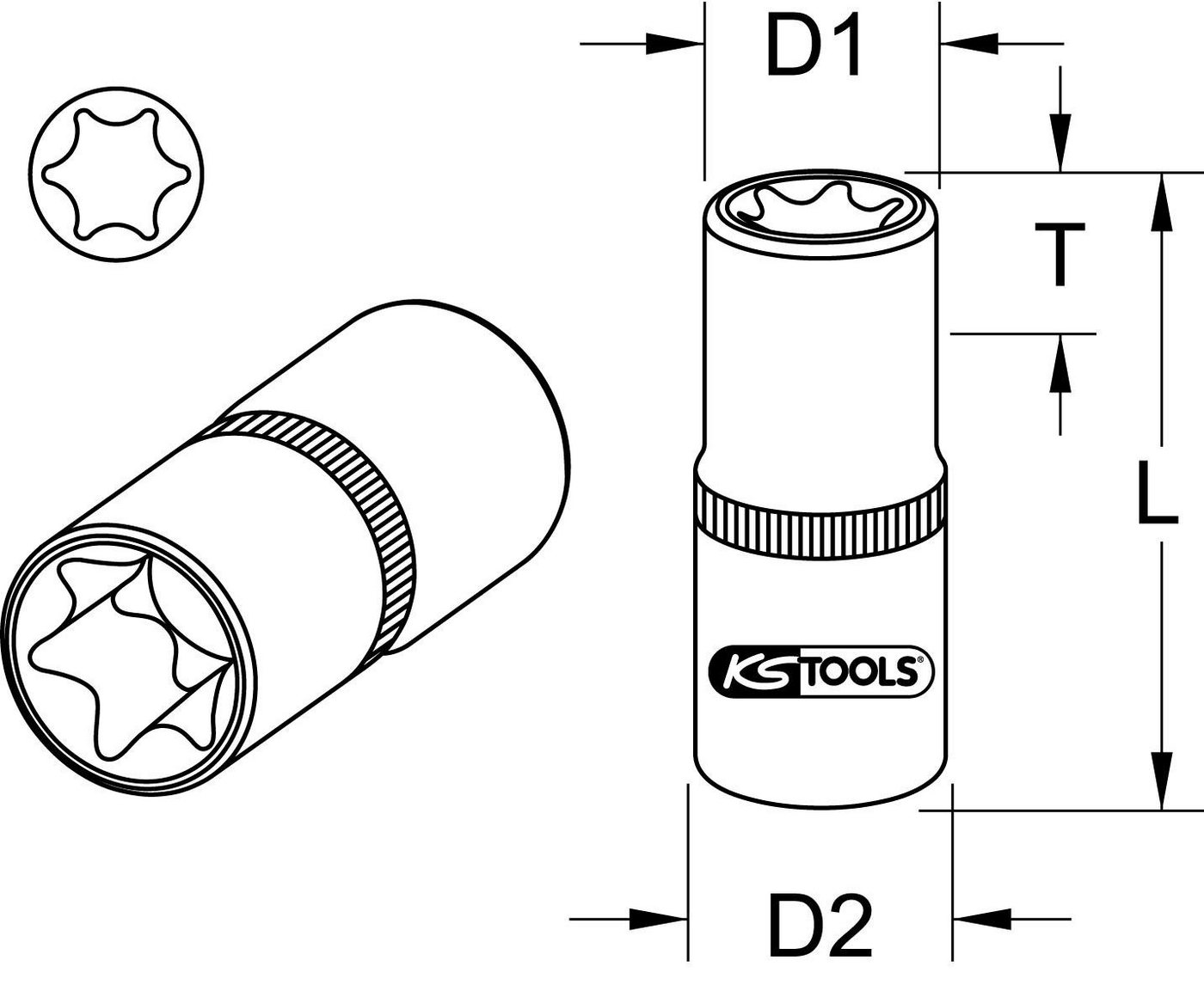 Thumbnail - KS Tools Stecknuss 1/4" CHROMEplus Torx-E-Stecknuss, E6