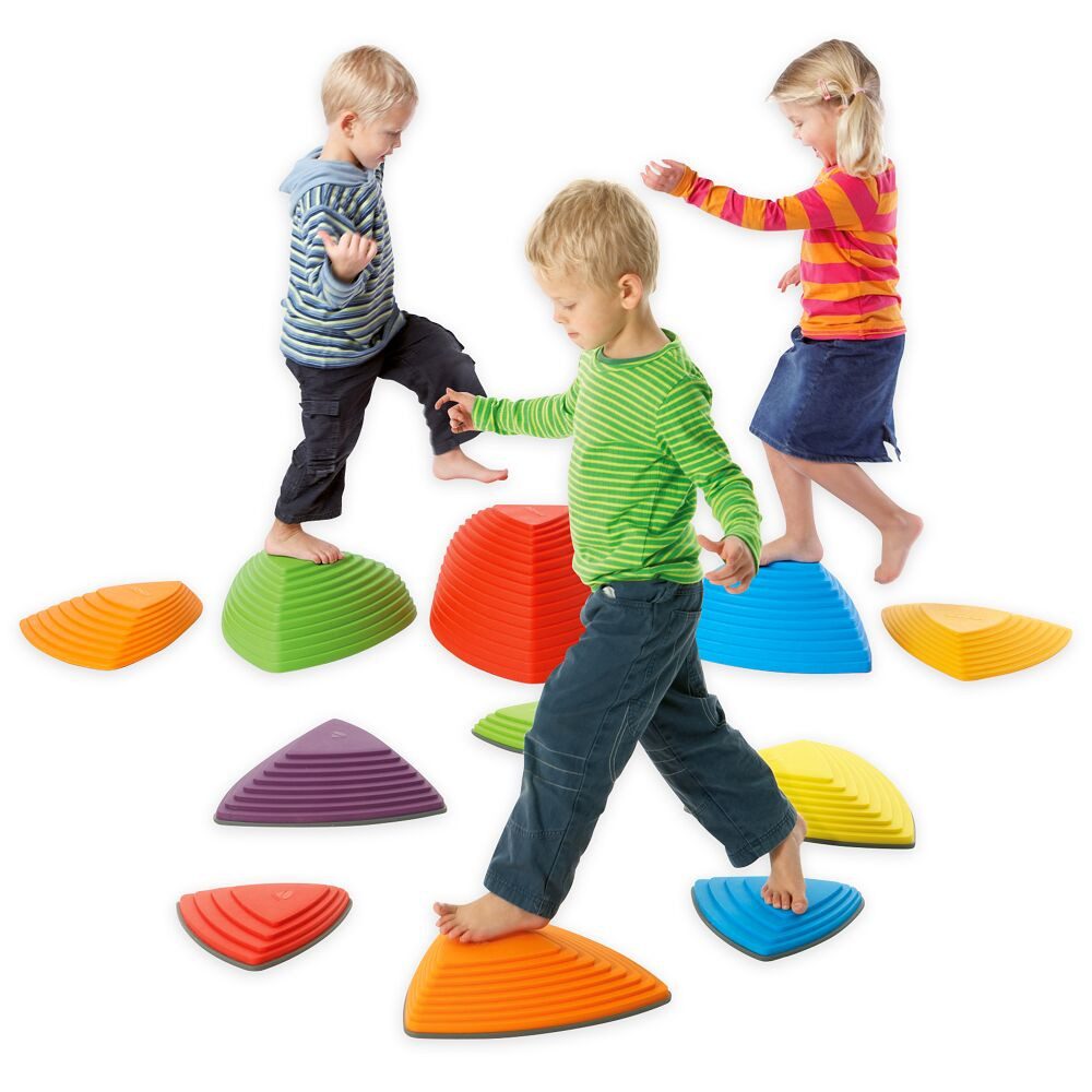 Gonge Balancetrainer Balanciersteine-Set Bunt, Set aus 5 Hügelkuppen und 6 Fluss-Steinen