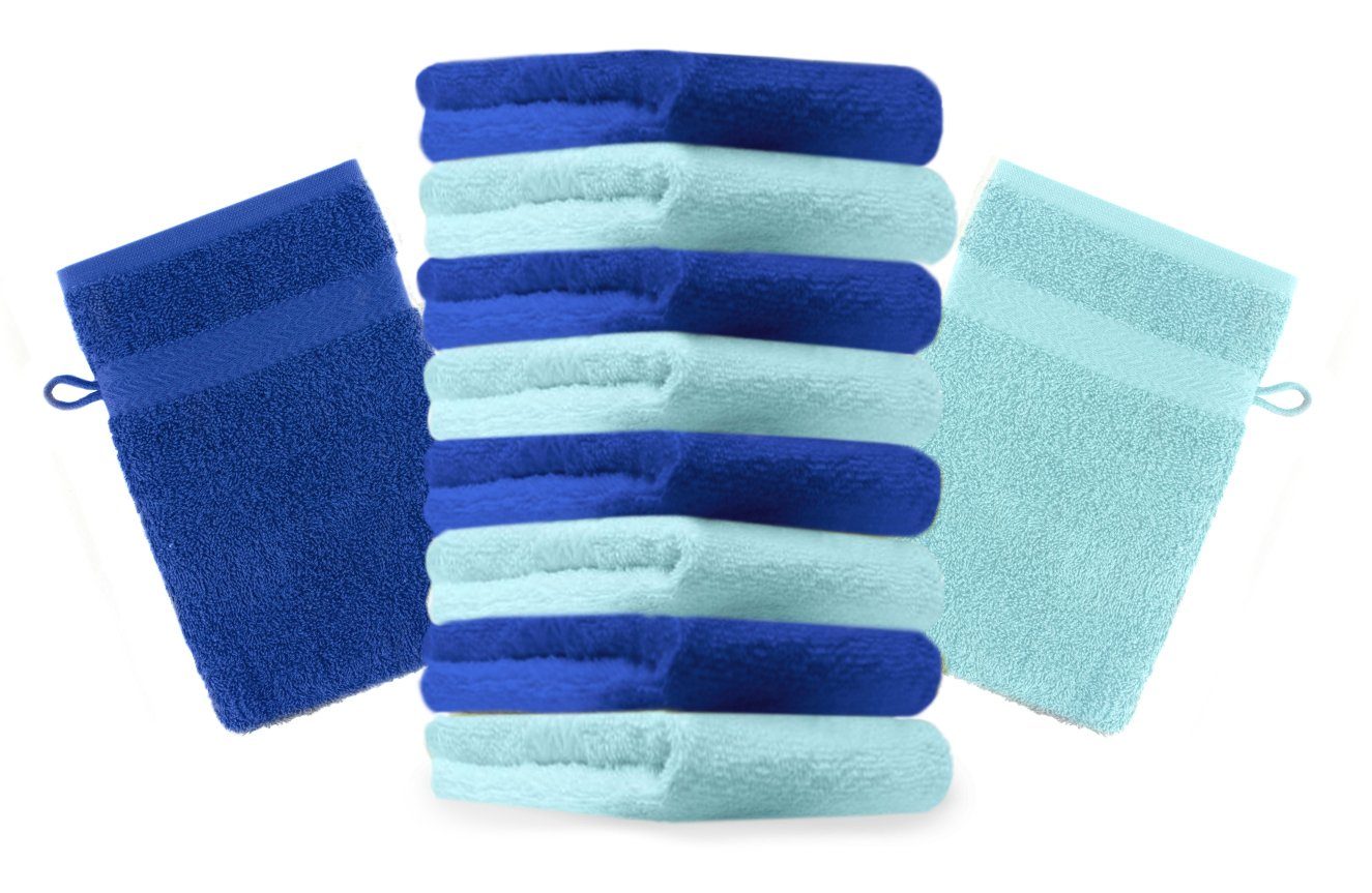 Betz Waschhandschuh 10 Stück Premium 16x21 cm Farbe Royalblau und türkis, Baumwolle (10-St)