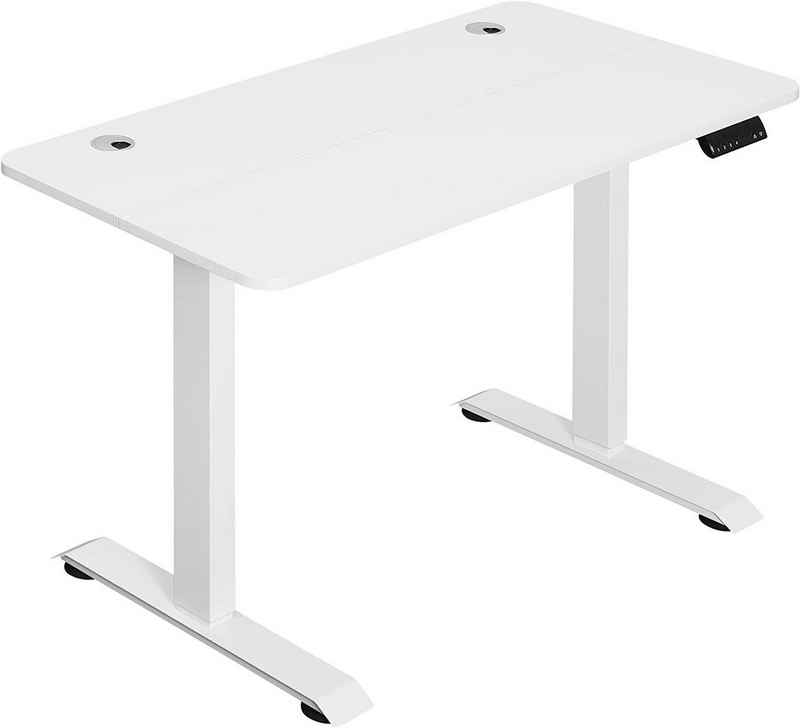 Woltu Schreibtisch (mit Tischplatte 120 x 60 cm, 1-St), stufenlos Höhenverstellbar Elektrisch mit 4 Memory-Steuerungen, Weiß