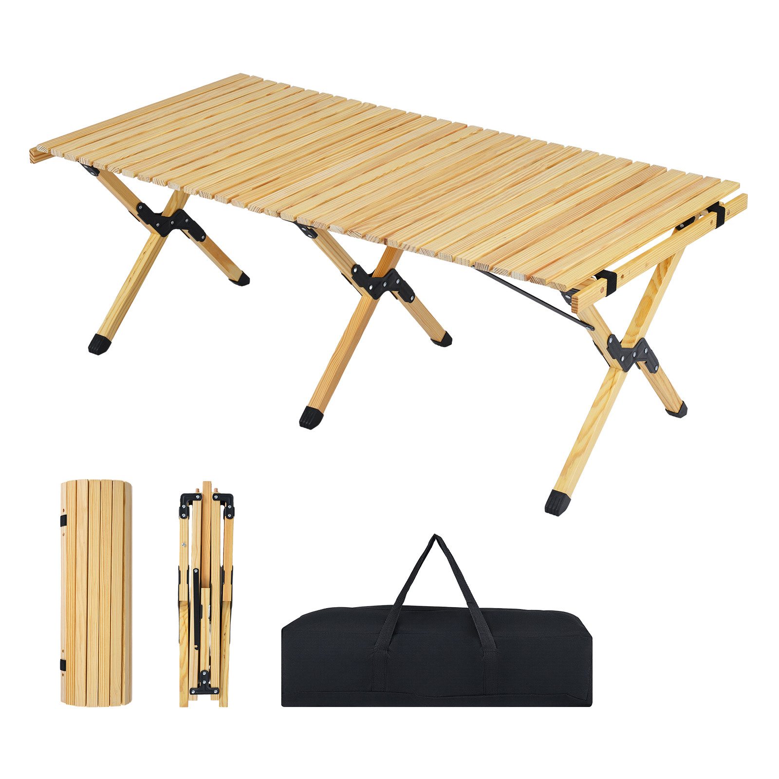 COSTWAY Campingtisch (1-St), Picknicktisch klappbar mit aufrollbarer Tischplatte