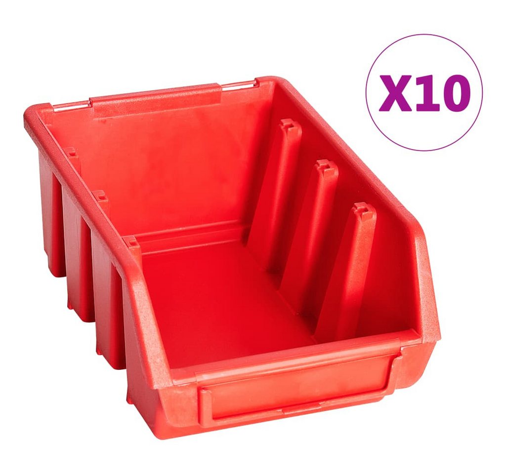 Thumbnail - vidaXL Werkzeugbox 29-tlg. Sichtlagerkasten-Set mit Wandhalterung Rot und Schwarz (29 St)