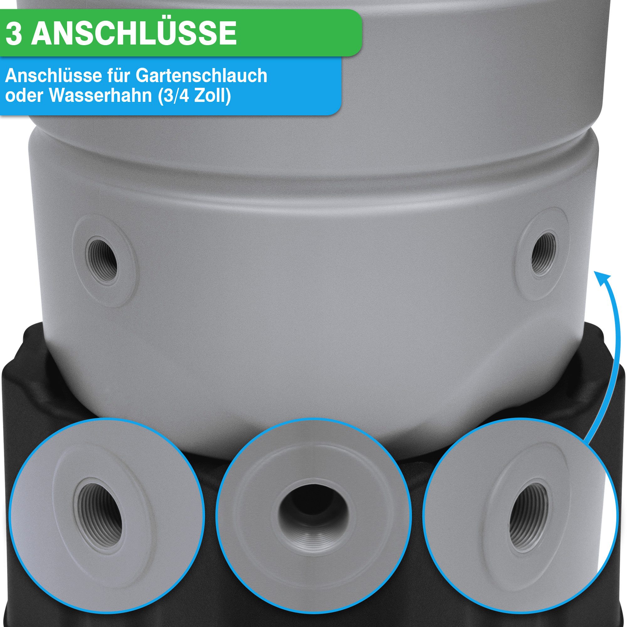 YourCasa Regentonne [CircleTower] 110L mit Standfuss, Deckel & Wasserhahn - Regenfass, Schmal, Inkl. Standfuss 39,6 x 130,3 cm, Wetterfest