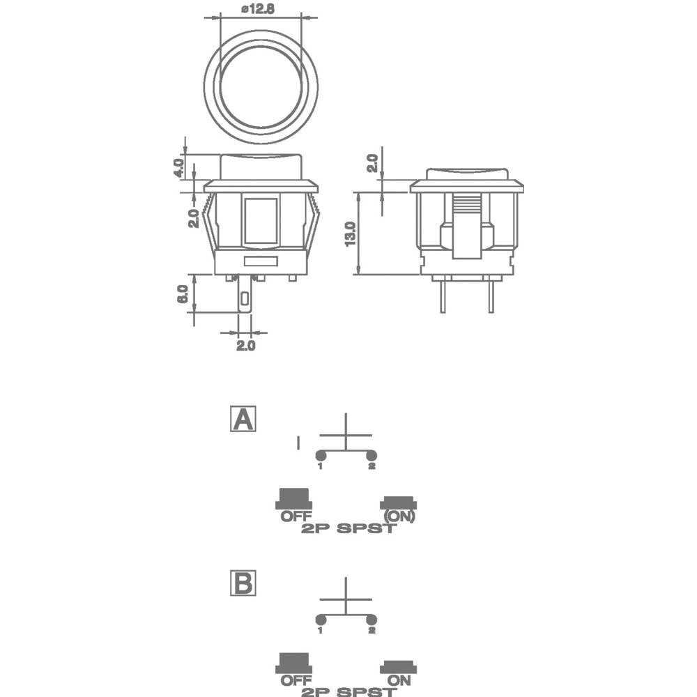Thumbnail - TRU COMPONENTS Schalter Drucktaster 250 V/AC 1.5 A, Betätiger erhaben