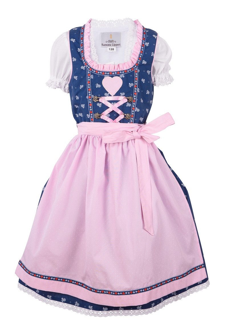 Ramona Lippert Dirndl Kinderdirndl Julie Mädchen blau rosa mit Bluse