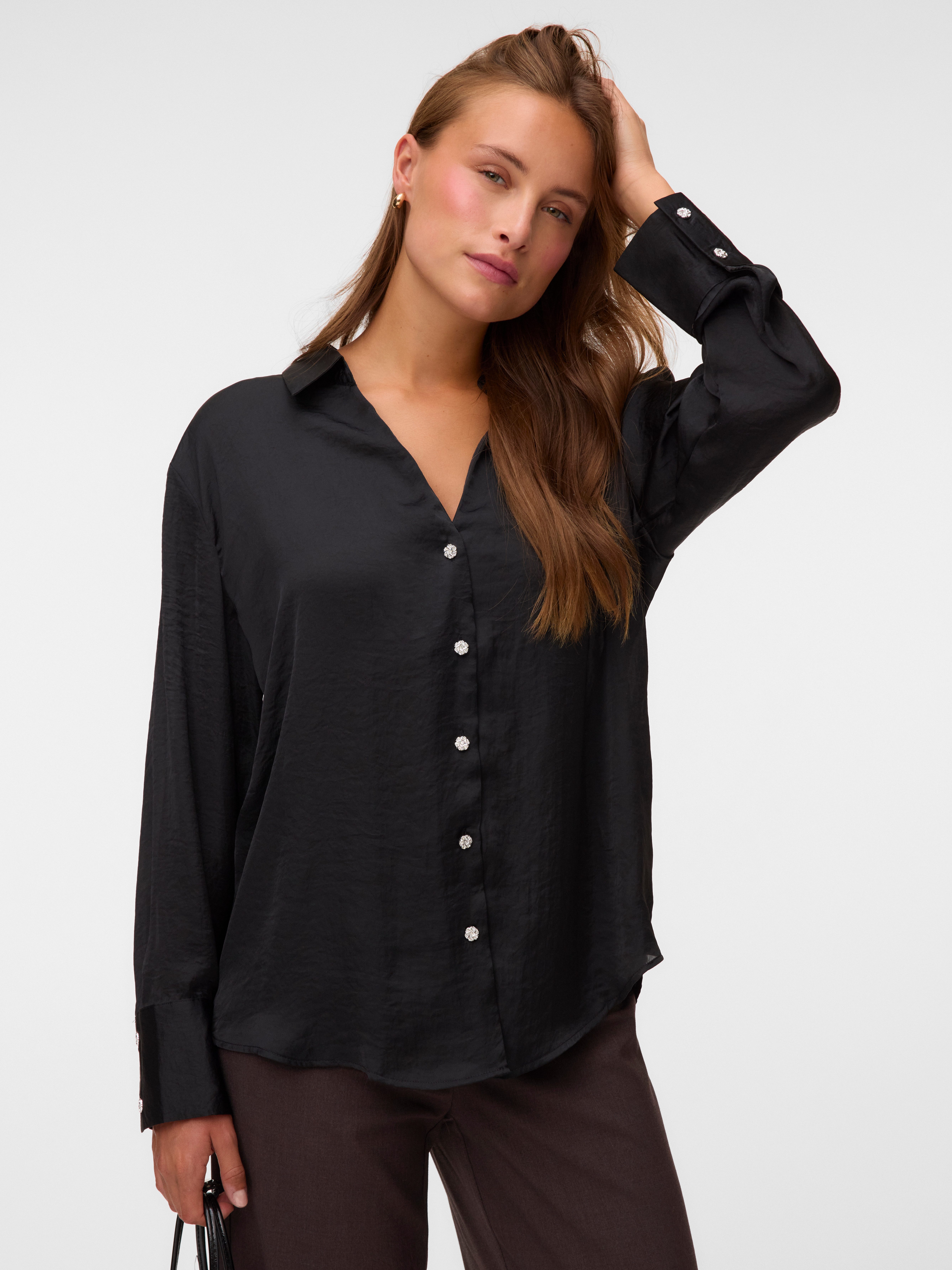 Vero Moda Hemdbluse VMSOMMER LS BUTTON SHIRT WVN NOOS Kunstfaser, regular fit