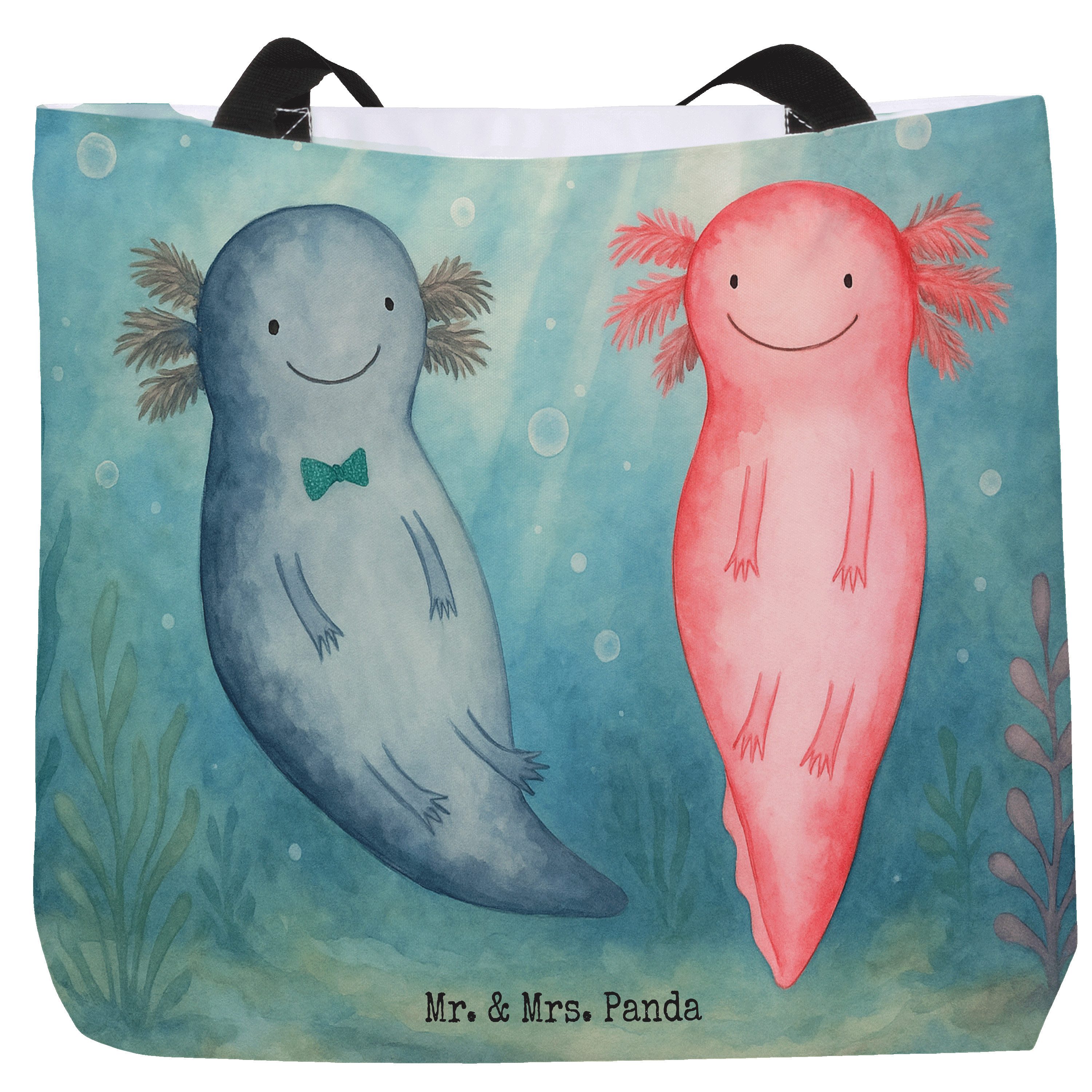 Shopper Axolotl Liebe Design, Strandtasche, Weiß, Schultasche, Hochzeitstag