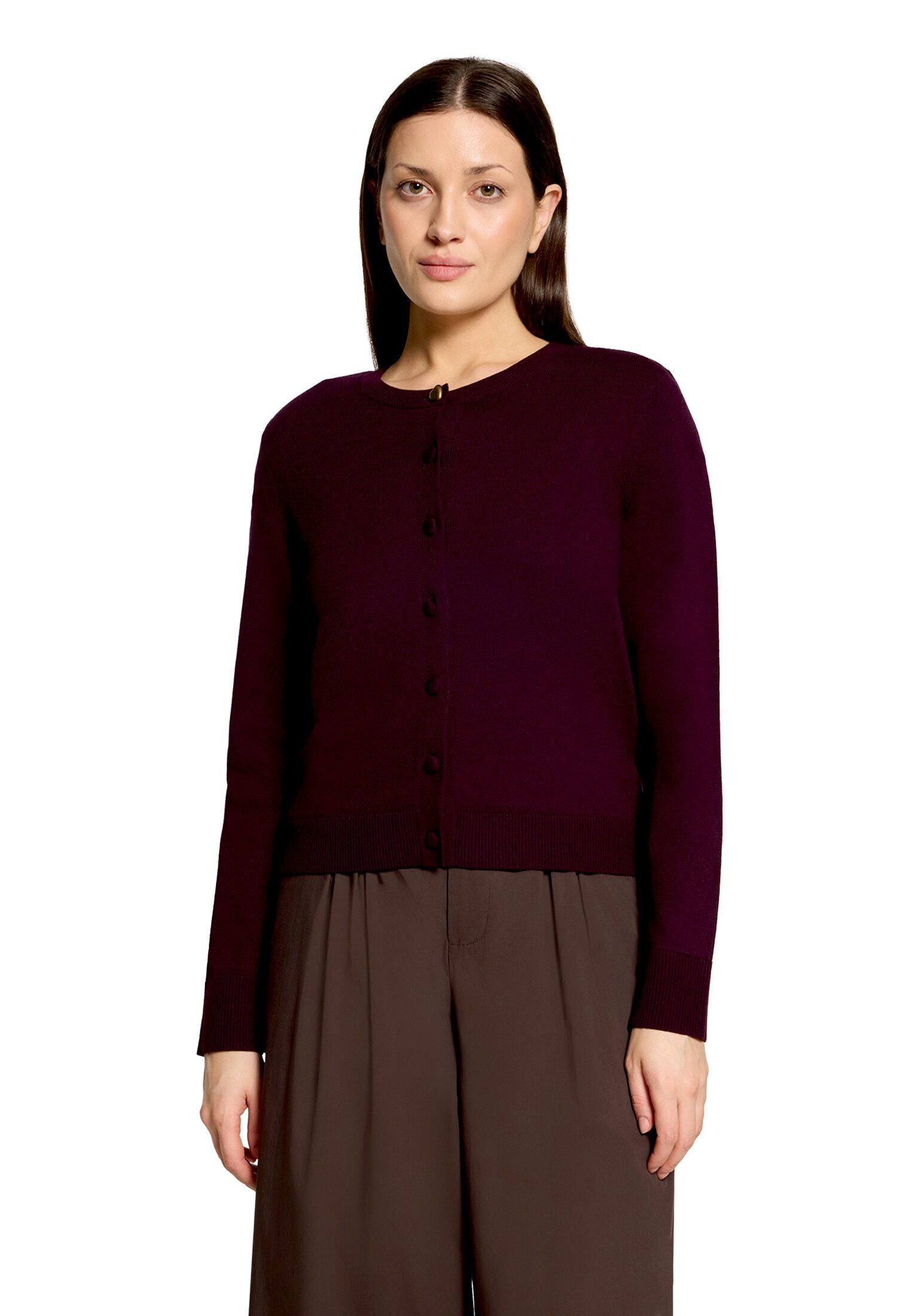 Cartoon Strickjacke Damen mit Rundhalsausschnitt (1-tlg)