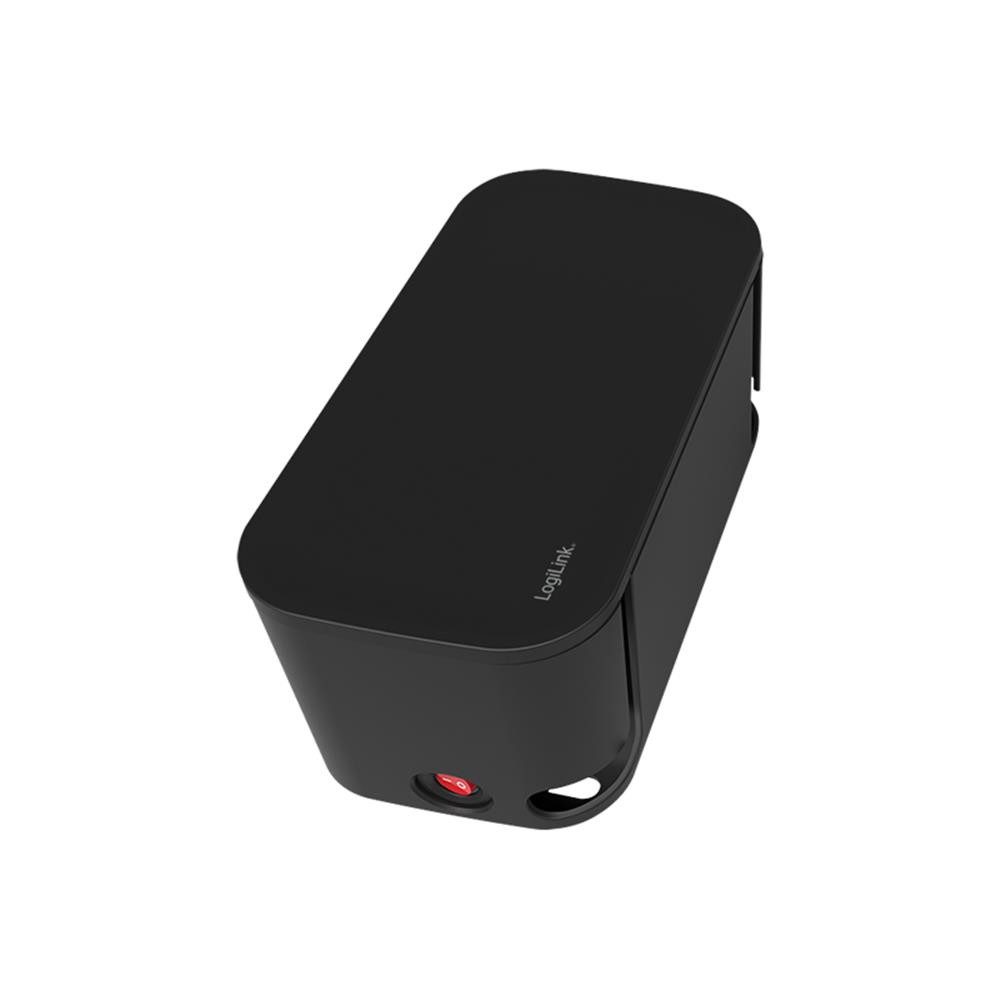 LogiLink Kabelbox LPS281U mit 5-fach-Steckdosenleiste, 3x USB, 285 x 145 x 13 mm, Kabelmanagement Box, Mehrfachsteckdose USB, 3600 W, Alltag, Schwarz – Bild 4 von 5