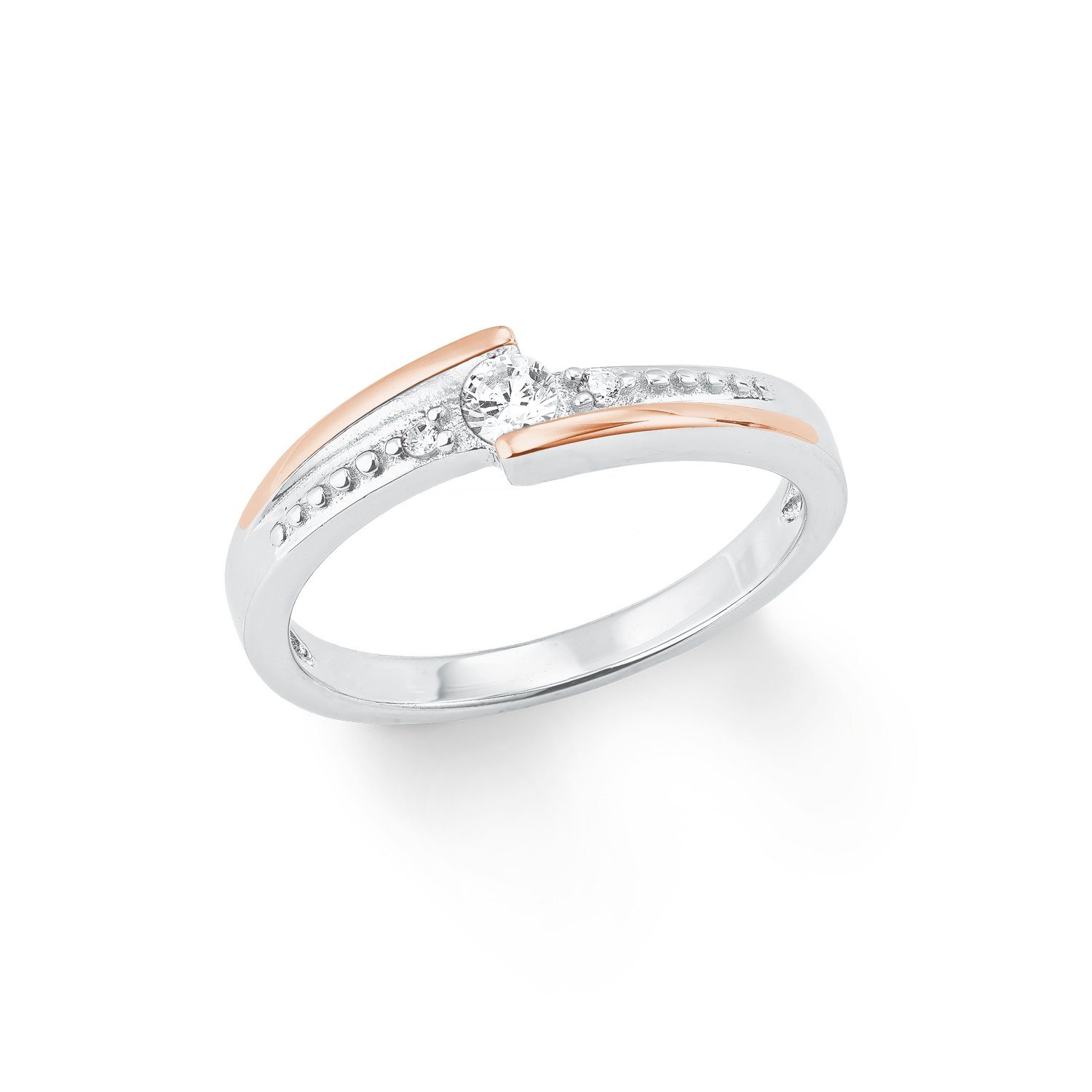 Amor Silberring für Damen, 925 Sterling Silber, Zirkonia synth. (Ring,  1-tlg), Der 5 mm breite Ring besteht aus 925 Sterling Silber