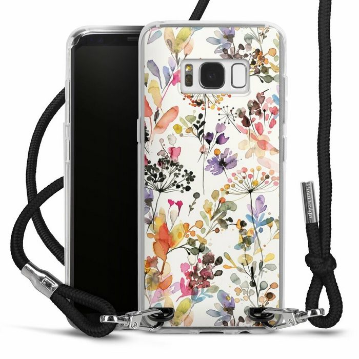 DeinDesign Handyhülle Blume Muster Pastell Wild Grasses Samsung Galaxy S8 Handykette Hülle mit Band Case zum Umhängen