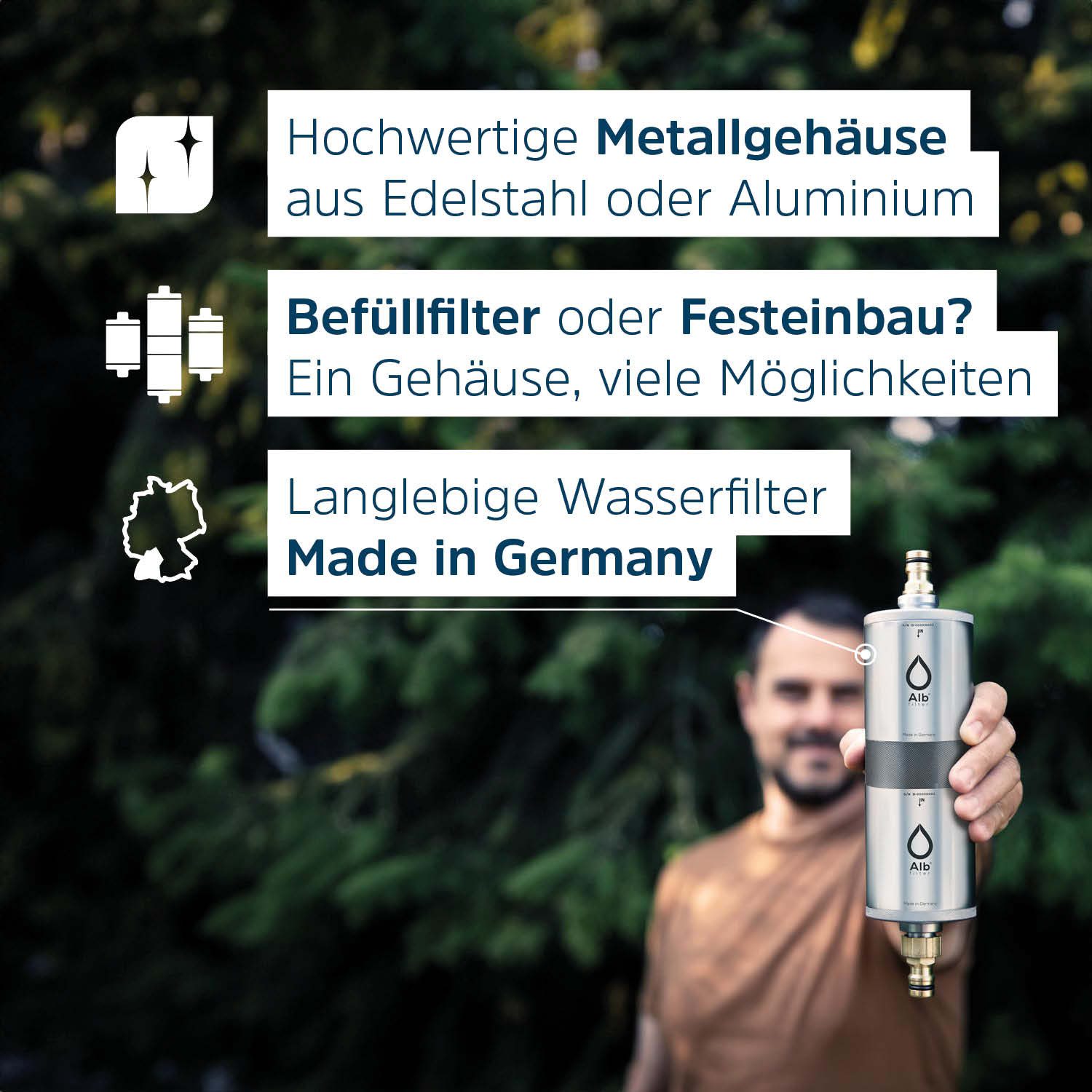 Alb Filter Wasserfilter Mobil Fusion Campingfilter, für Wohnmobil, gegen Bakterien, Doppelstufenfilter, Made in Germany