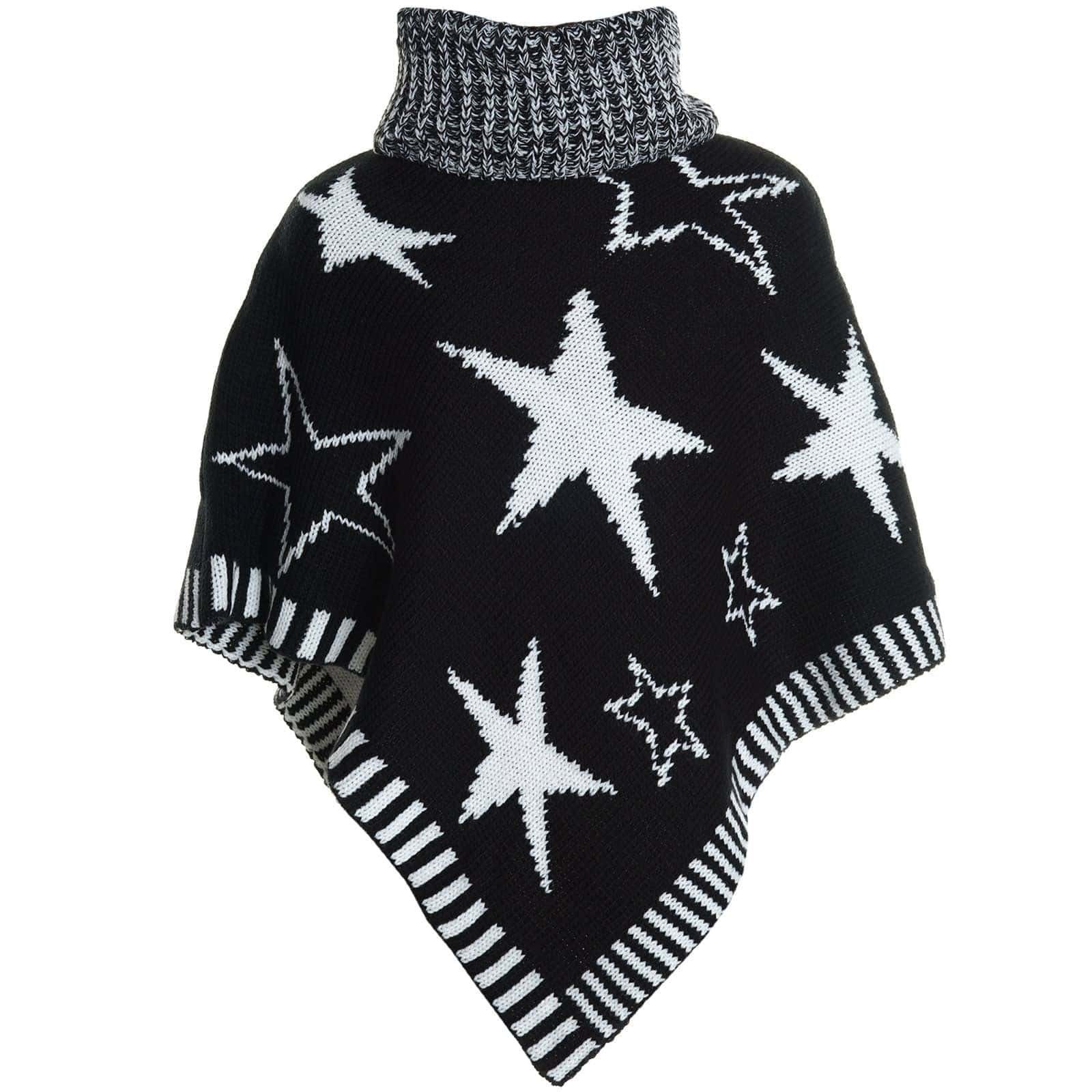 BEZLIT Poncho Strickponcho Rollkragen mit 20562 Schwarz Schalkragen Mädchen (1-tlg) mit