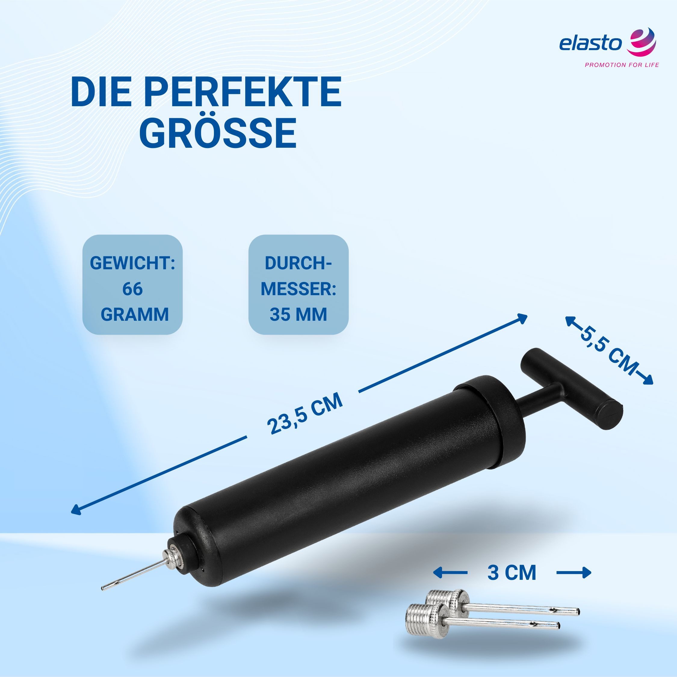 elasto Spielball Handpumpe inkl. 2 Ventile schwarz