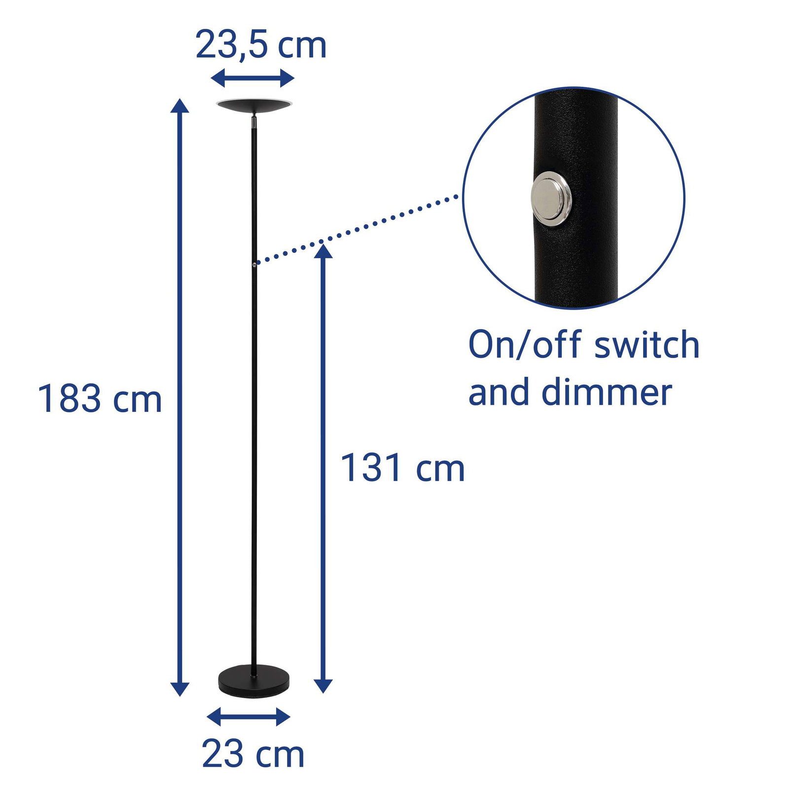 MAUL Stehlampe MAUL Standleuchte MAULsphere LED 3.000 K dimmbar Standfuß 183 cm schwa, LED wechselbar